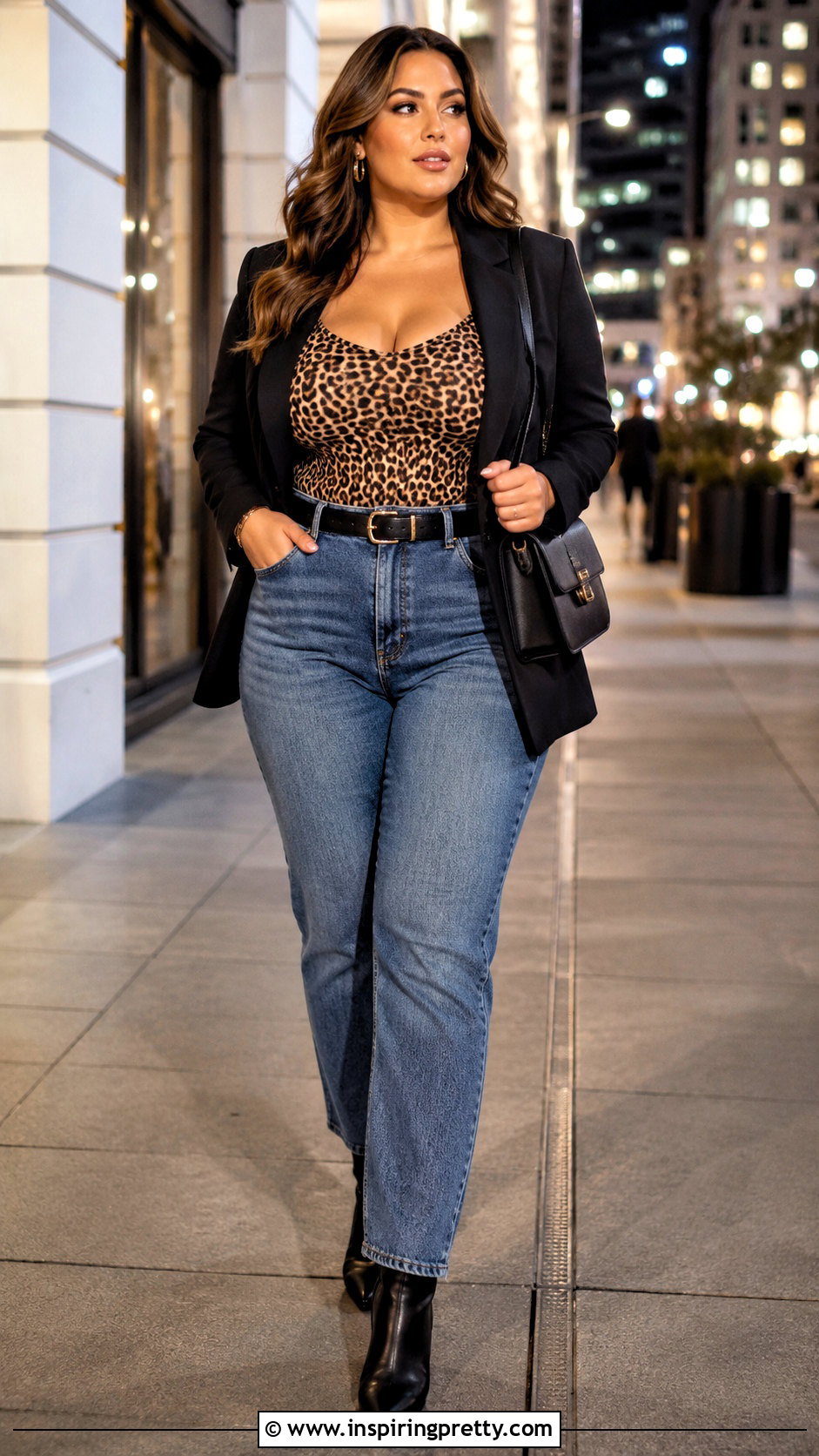 Leopard Print Bodysuit With High Waisted Jeans - 50 leopard print top outfit ideas
