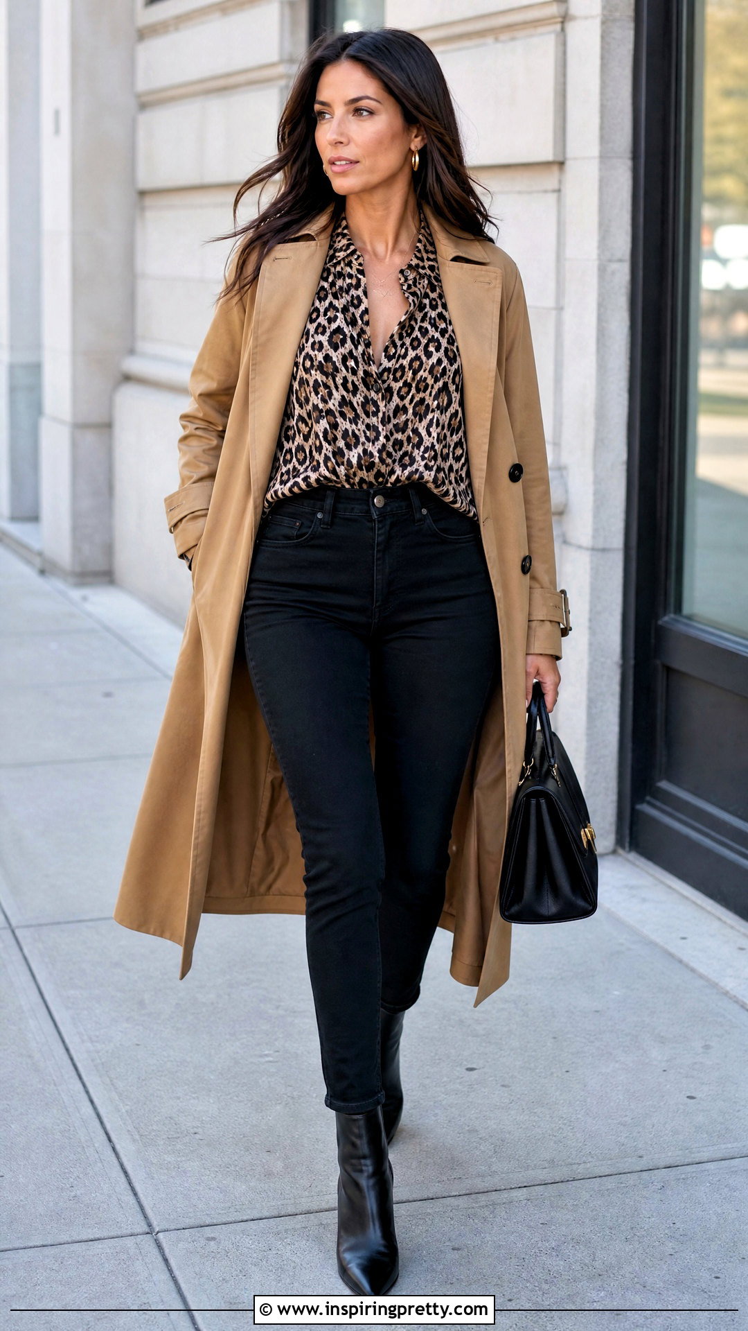 Leopard Print Top With Black Jeans - 50 fall tops outfit ideas