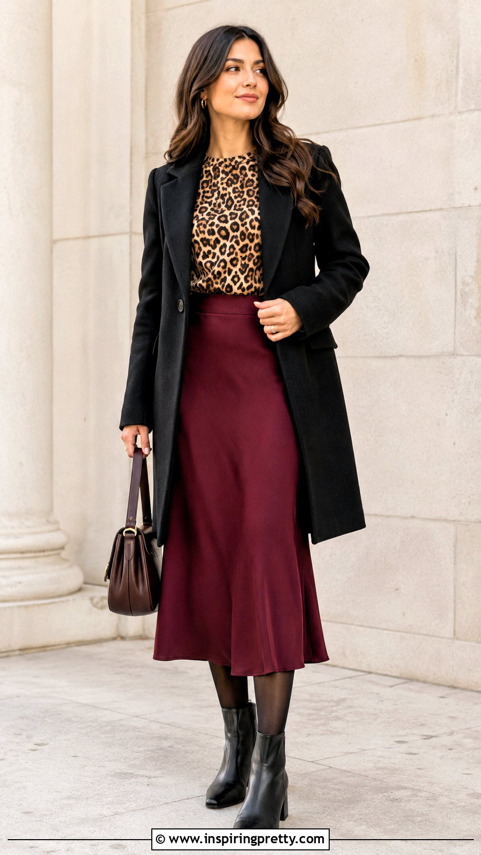 Leopard Print Top With Burgundy Skirt - 50 leopard print top outfit ideas