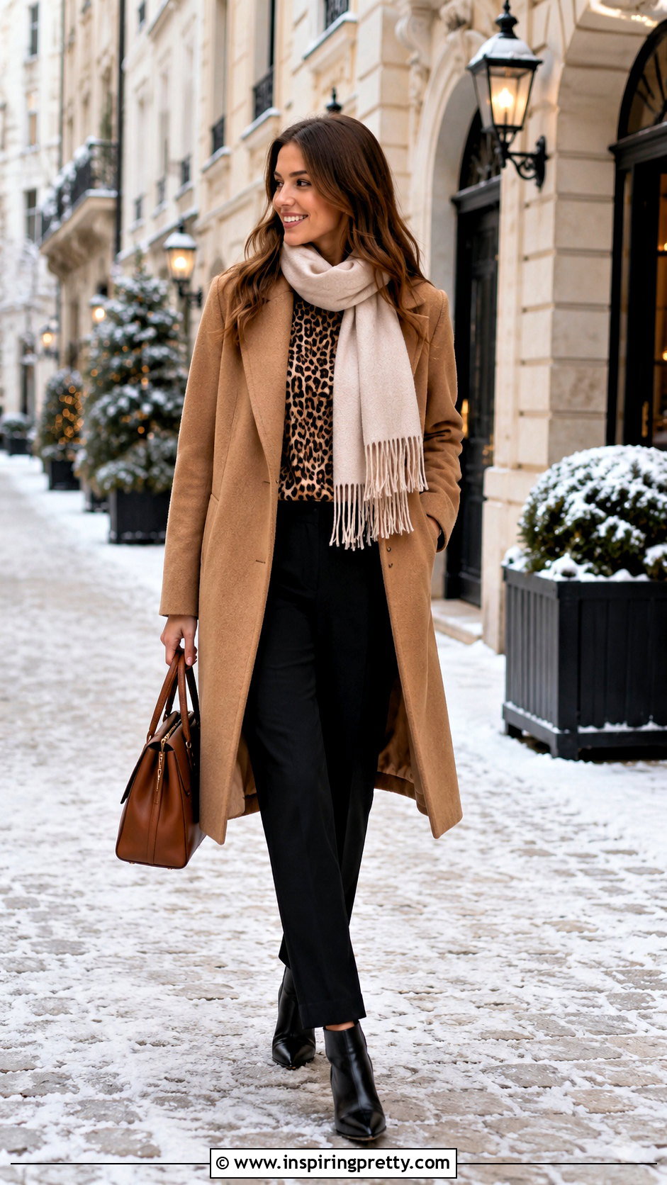 Leopard Print Top With Camel Coat - 50 leopard print top outfit ideas