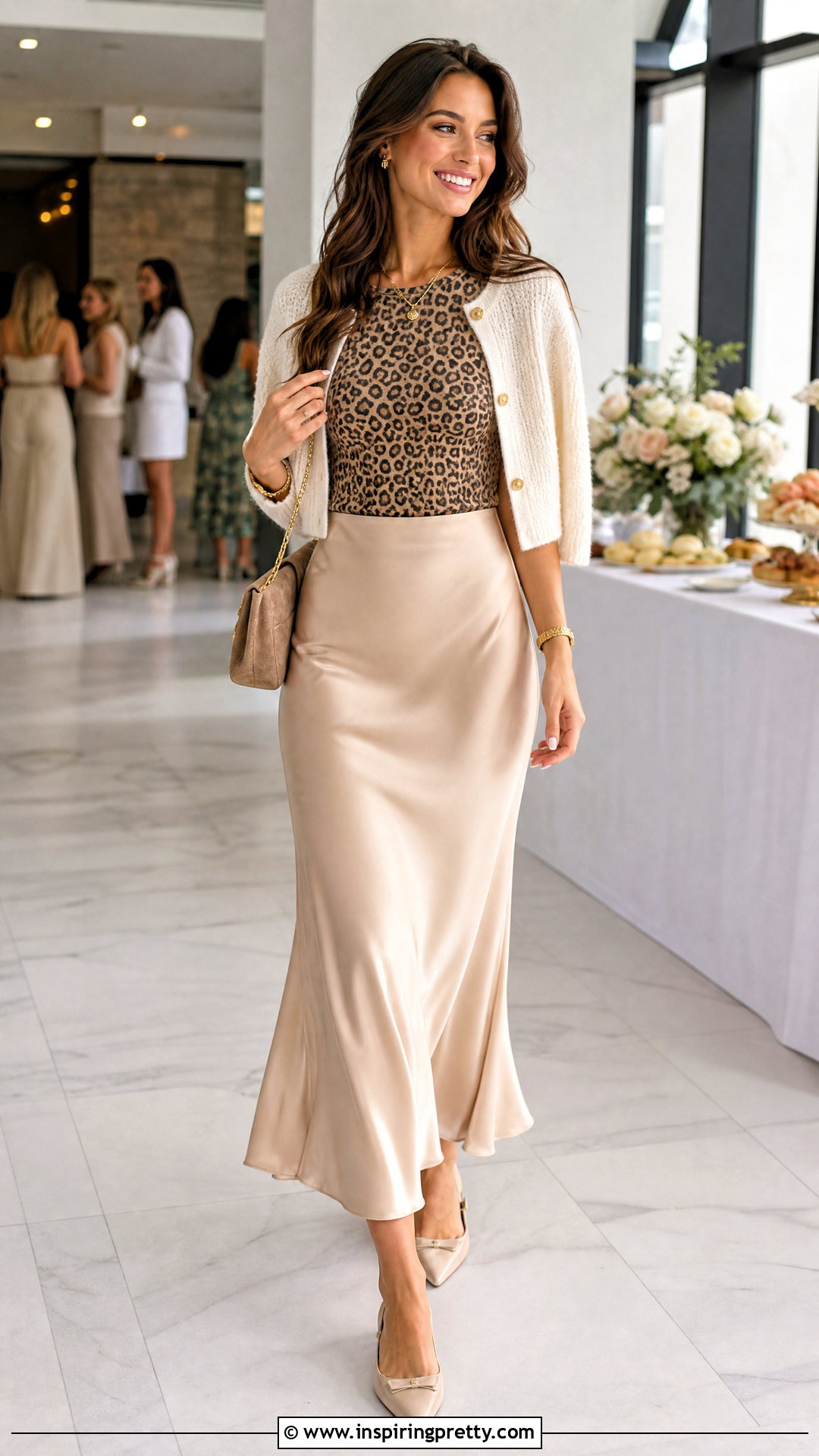 Leopard Print Top With Satin Slip Skirt - 20 Leopard Print Fashion Top outfit ideas