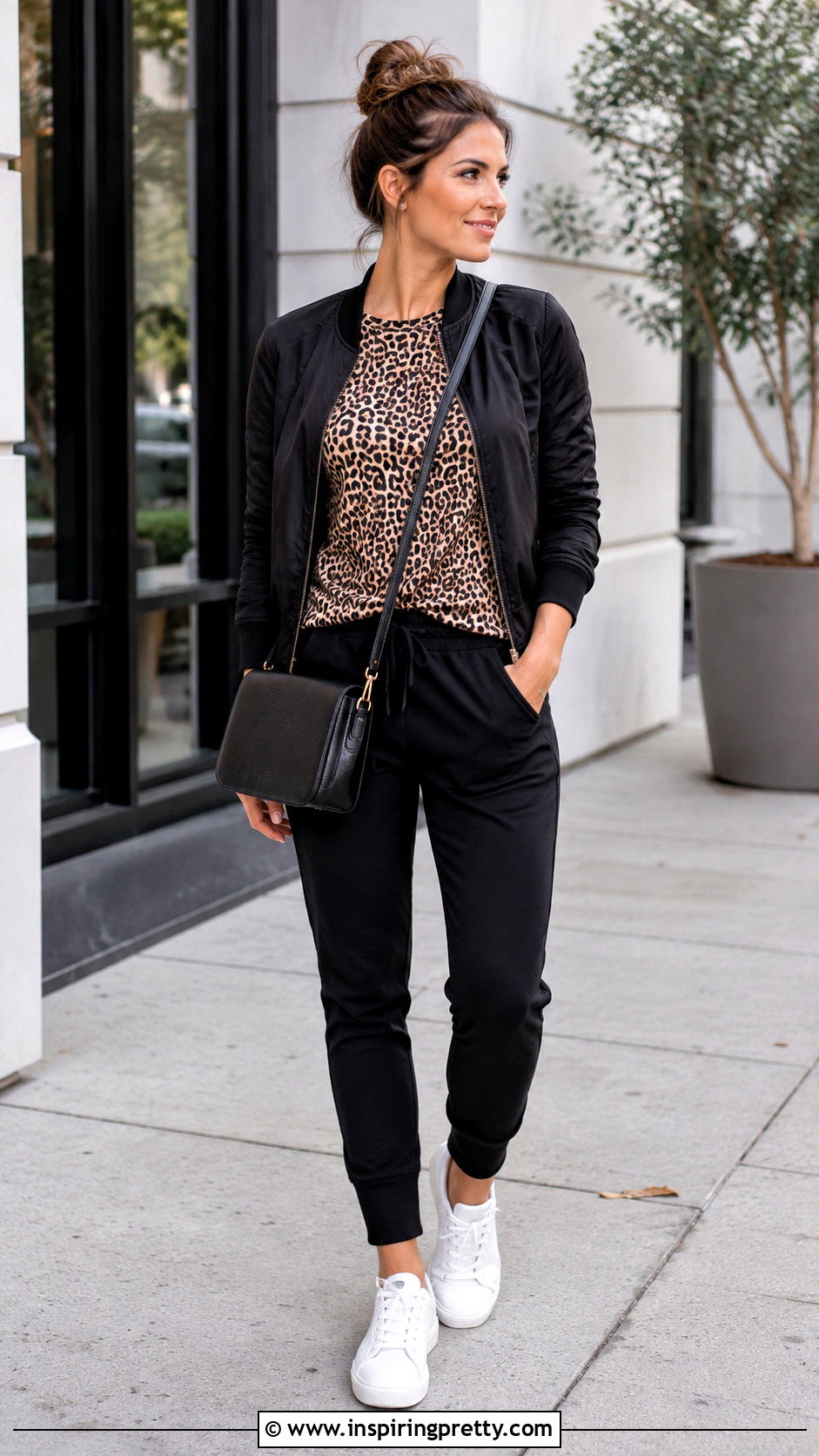 Leopard Top With Trench Coat and Trousers - 50 Leopard Top outfit ideas