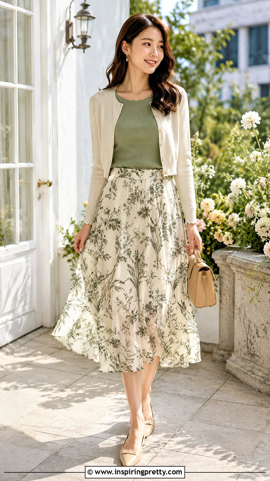 Lettuce Trim Top With Printed Midi Skirt - 20 Lettuce Trim Top Outfit Inspirations