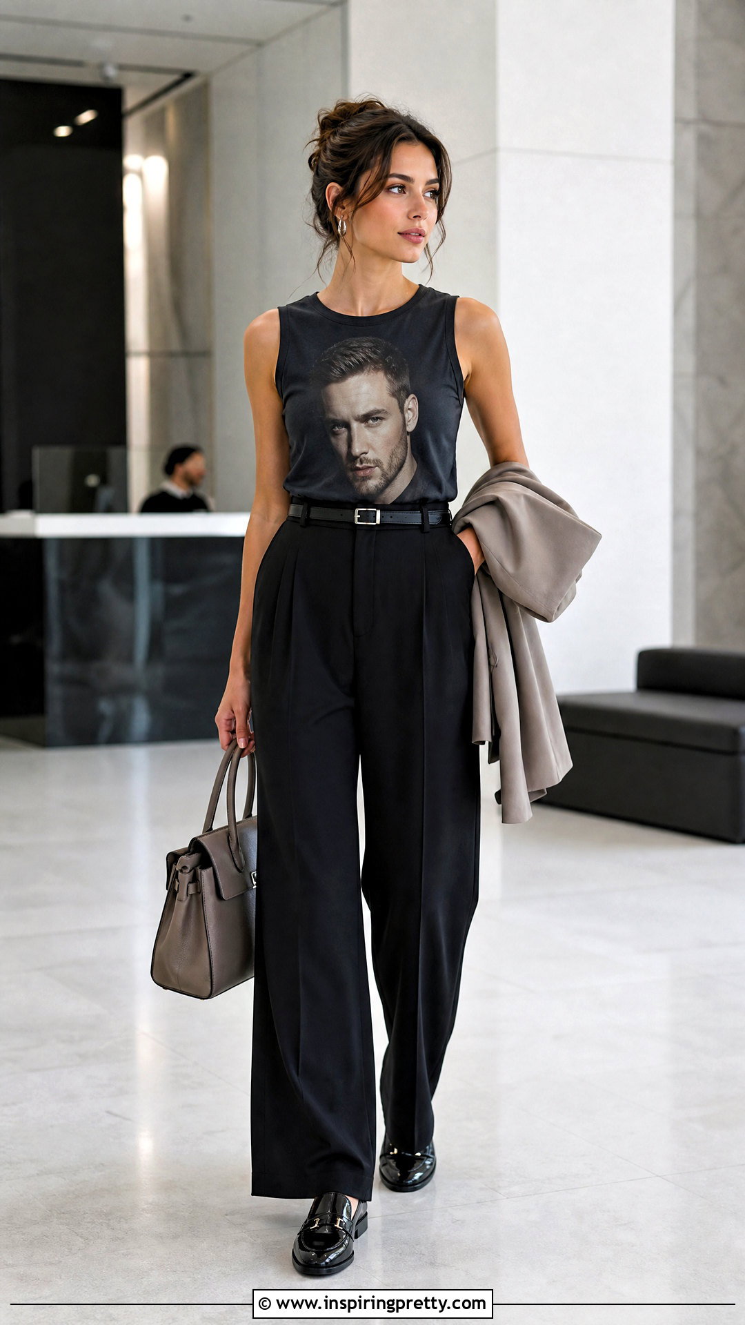 Liam Payne Tank Top With Wide Leg Trousers - 25 Liam Payne Tank Top outfit ideas