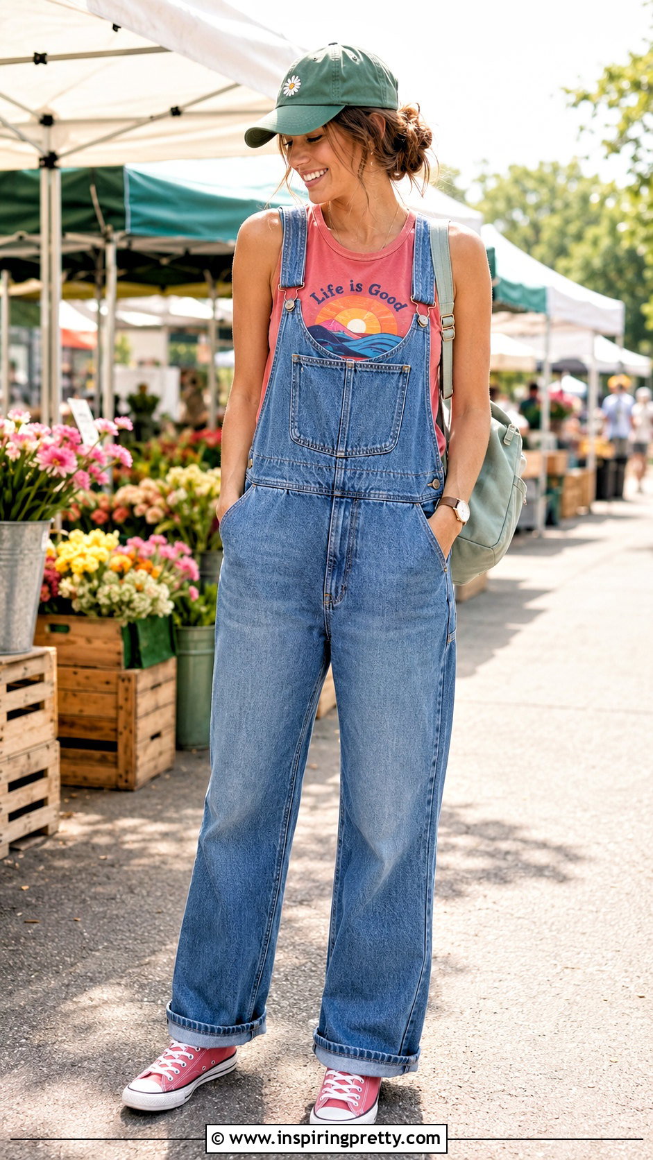 Life Is Good Tank Top With Denim Overalls - 20 life is good tank top outfit ideas