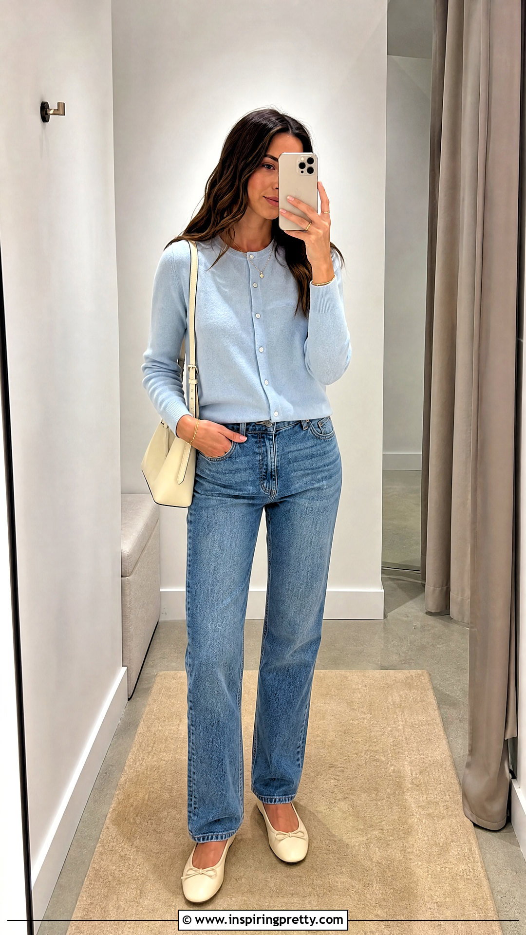 Light Blue Cardigan With Straight Leg Jeans - 50 blue top outfit ideas