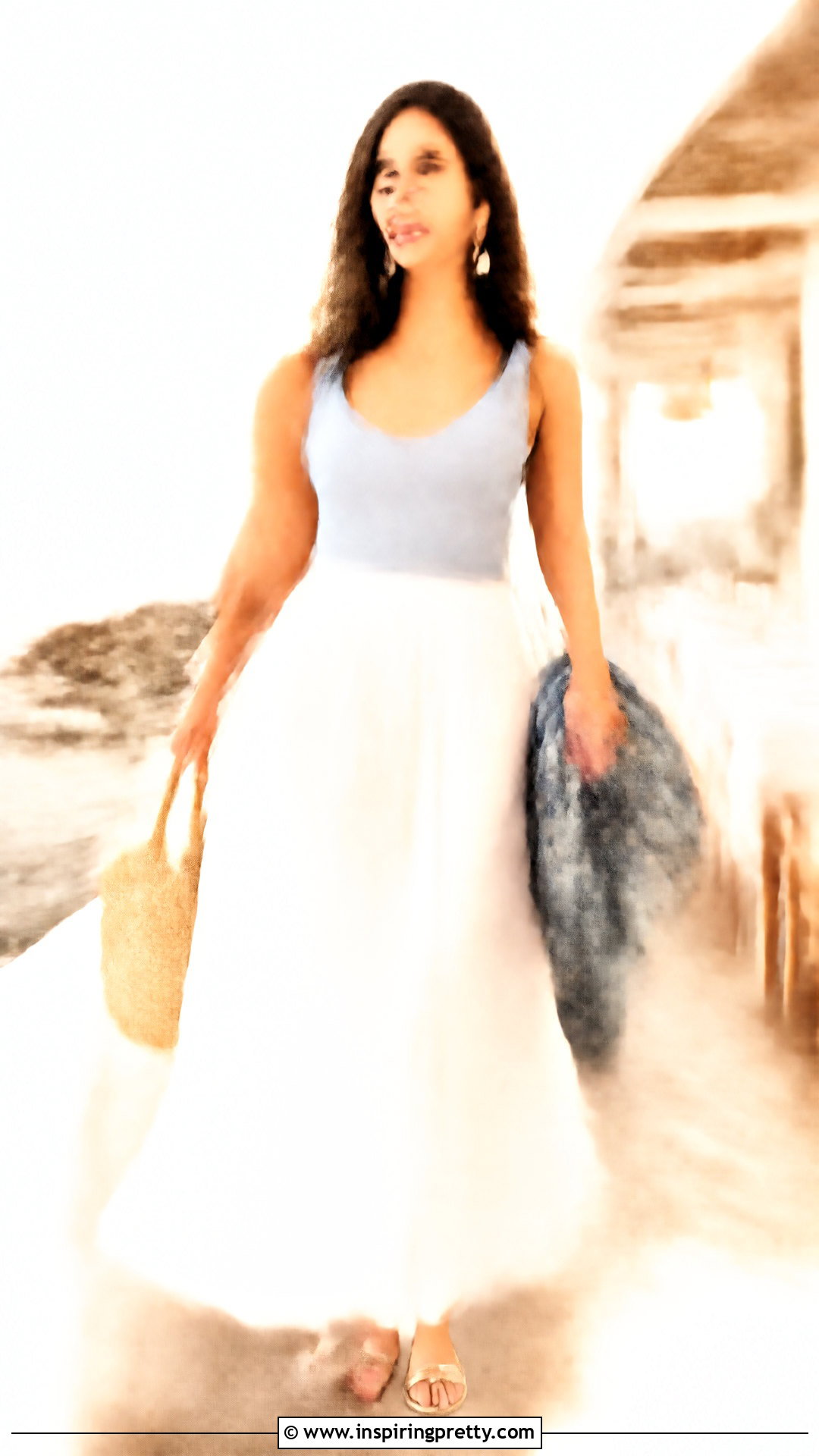 Light Blue Tank Top With a White Maxi Skirt - 50 light blue tank top outfit ideas