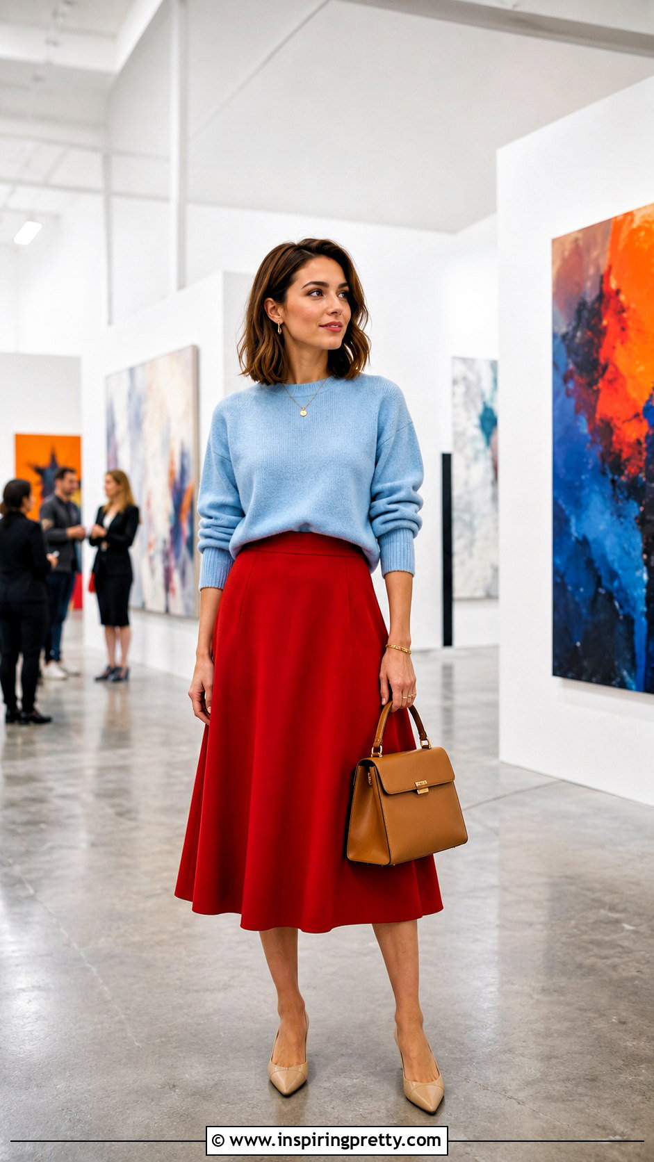 Light Blue Top And Red Skirt - 50 light blue top outfit ideas