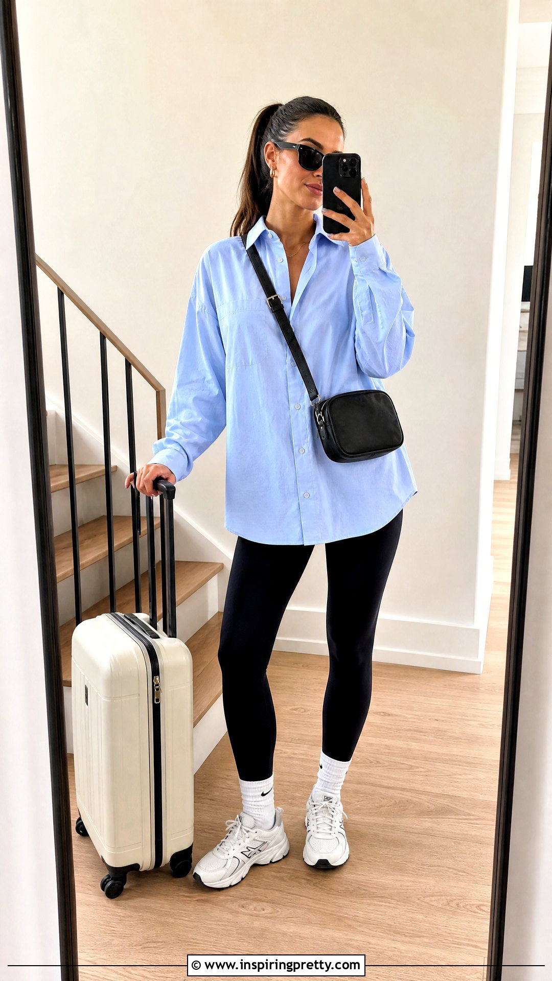 Light Blue Top With Black Leggings - 20 Light Blue Top Outfit Womens