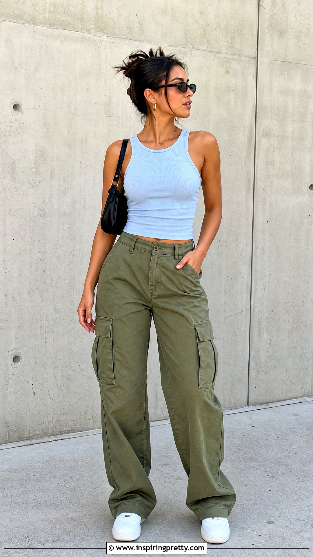 Light Blue Top With Cargo Pants - 20 Light Blue Top Outfit Womens