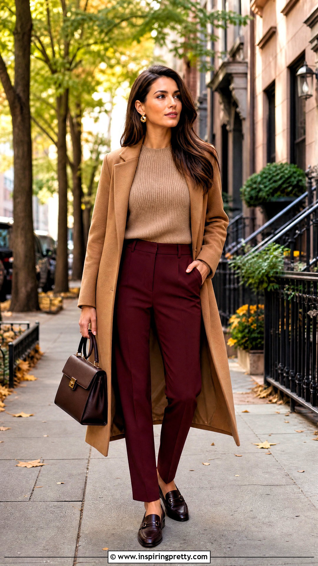 Light Brown Top With Burgundy Pants - 50 light brown top outfit ideas