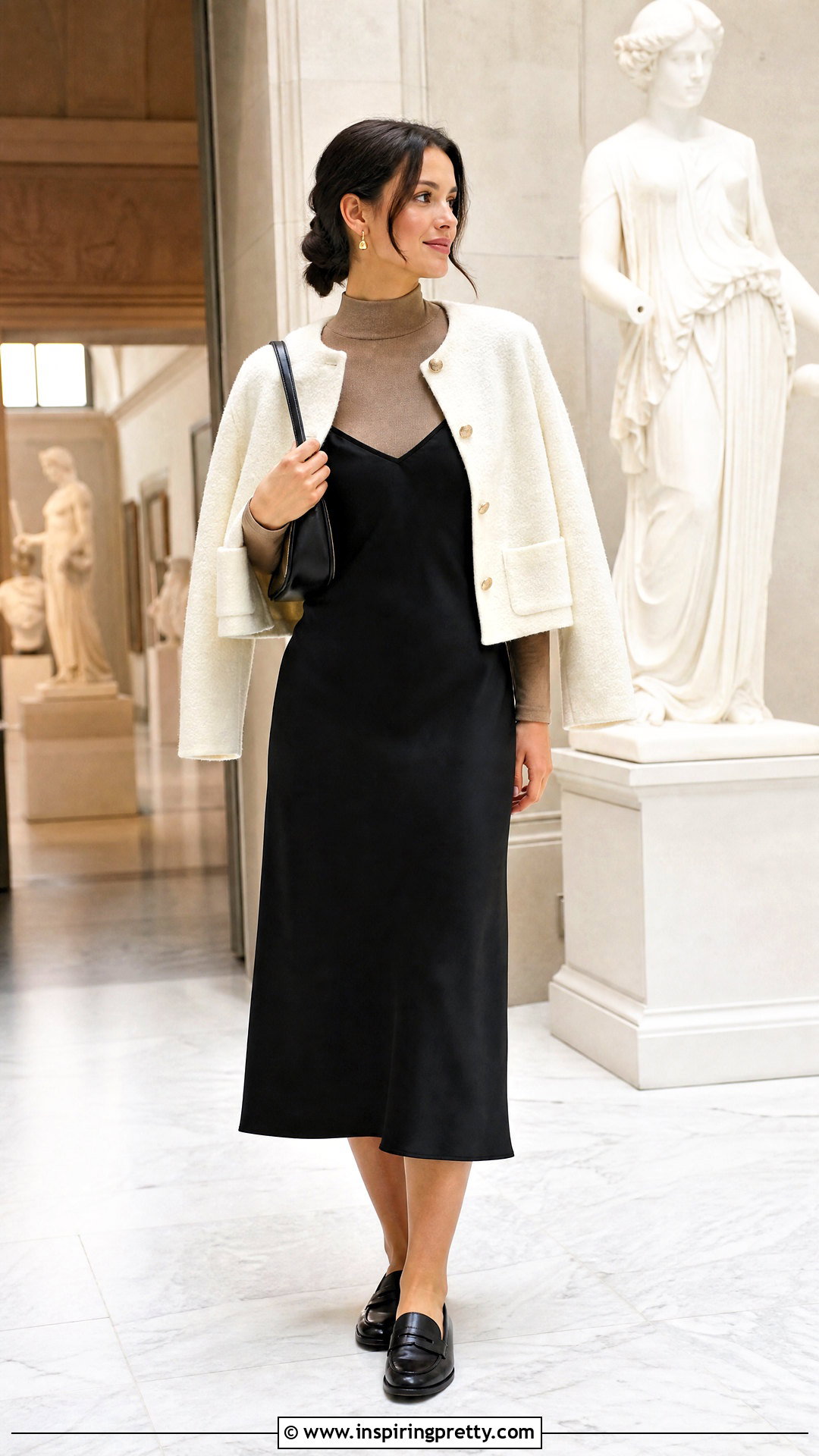 Light Brown Top With a Slip Dress - 50 light brown top outfit ideas
