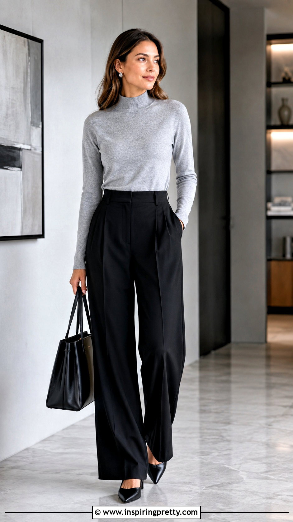 Light Grey Top With Black Pants - 50 light grey top outfit ideas