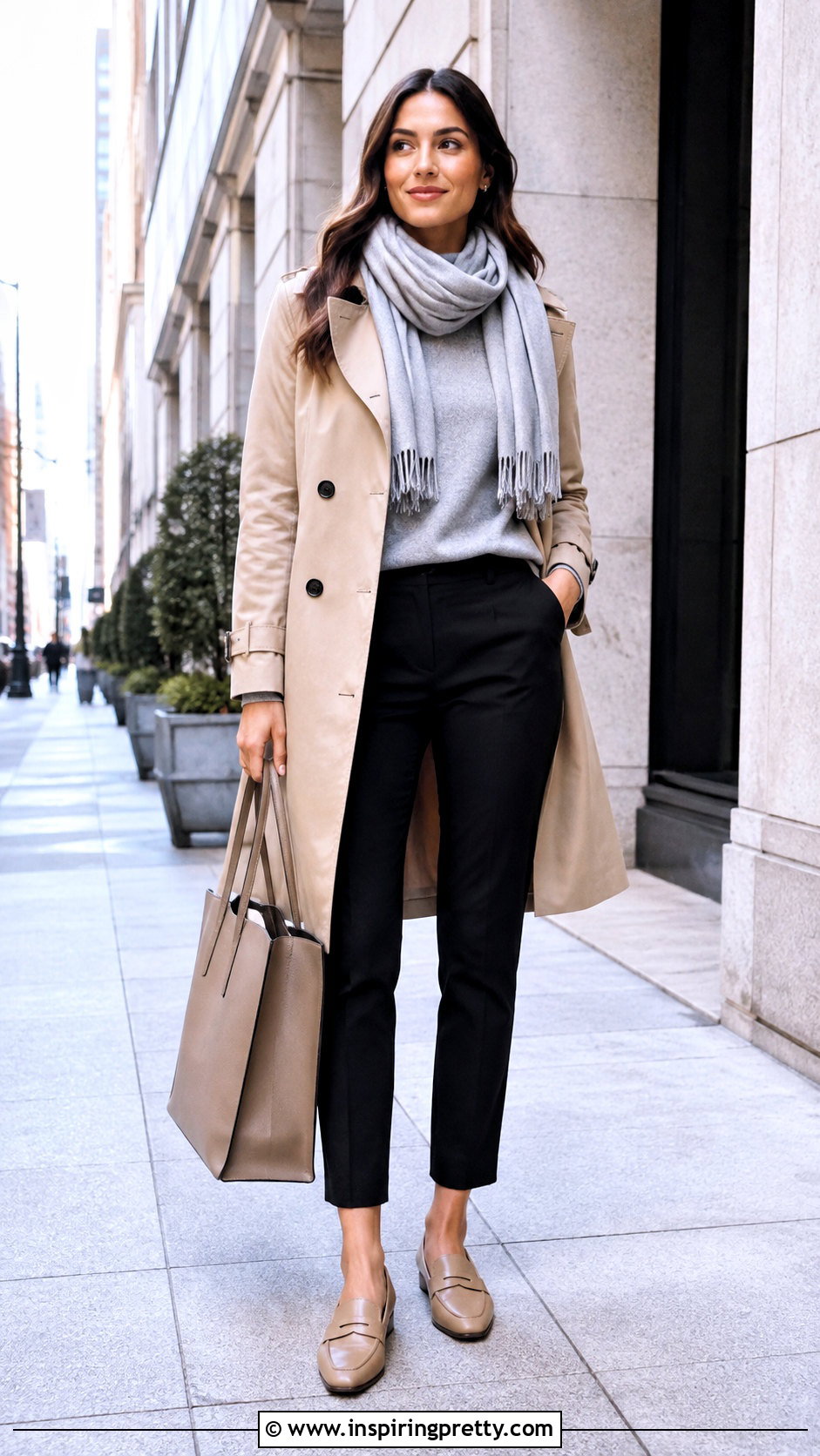 Light Grey Top With Trench Coat - 50 light grey top outfit ideas