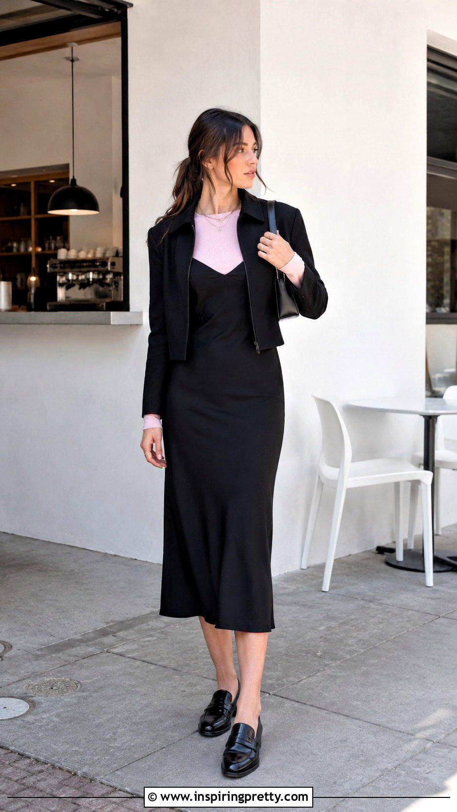 Light Pink Long Sleeve Crop Top Under A Slip Dress - 20 Light Pink Long Sleeve Crop Top outfit ideas