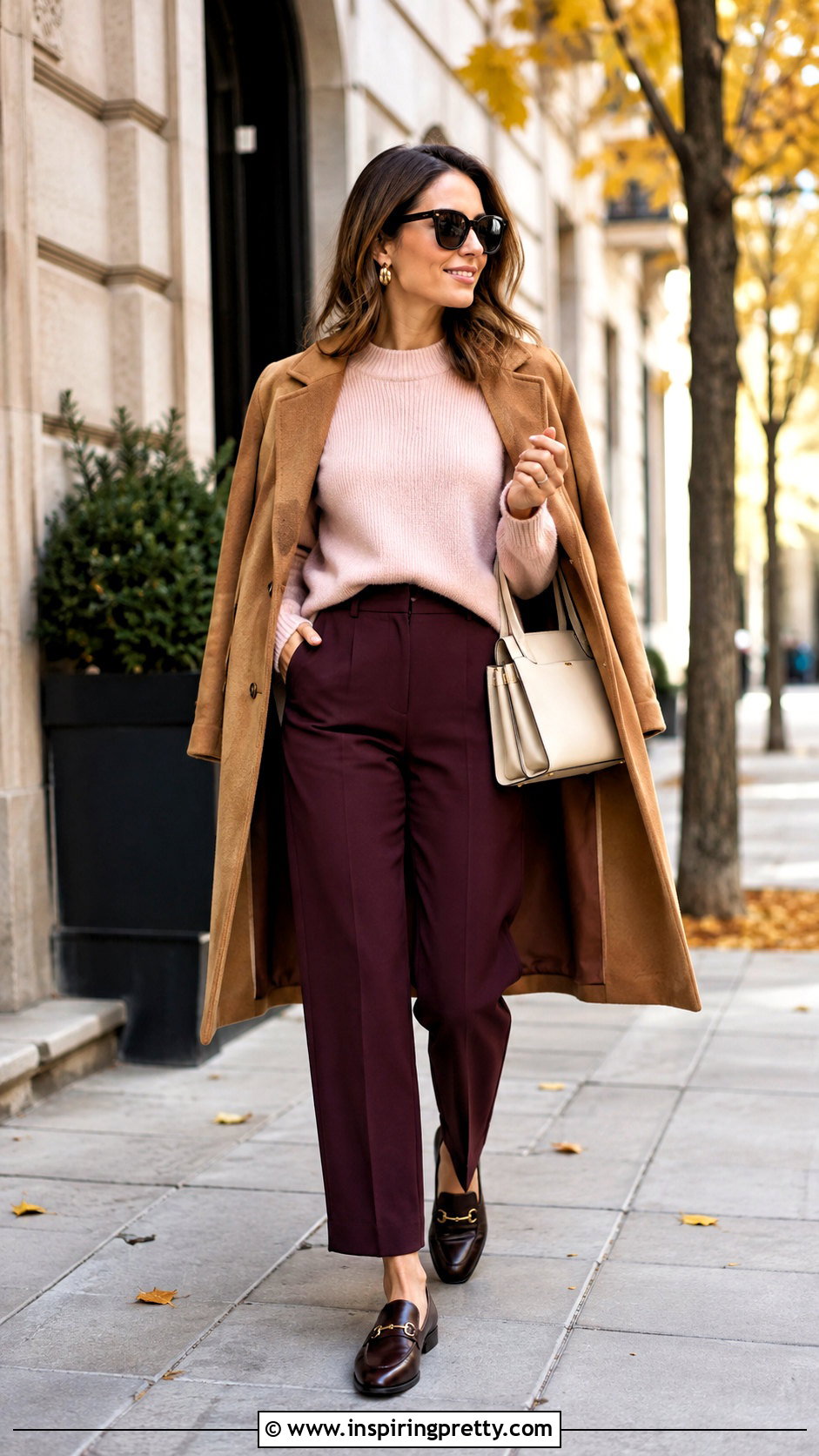 Light Pink Top With Burgundy Pants - 50 light pink top outfit ideas