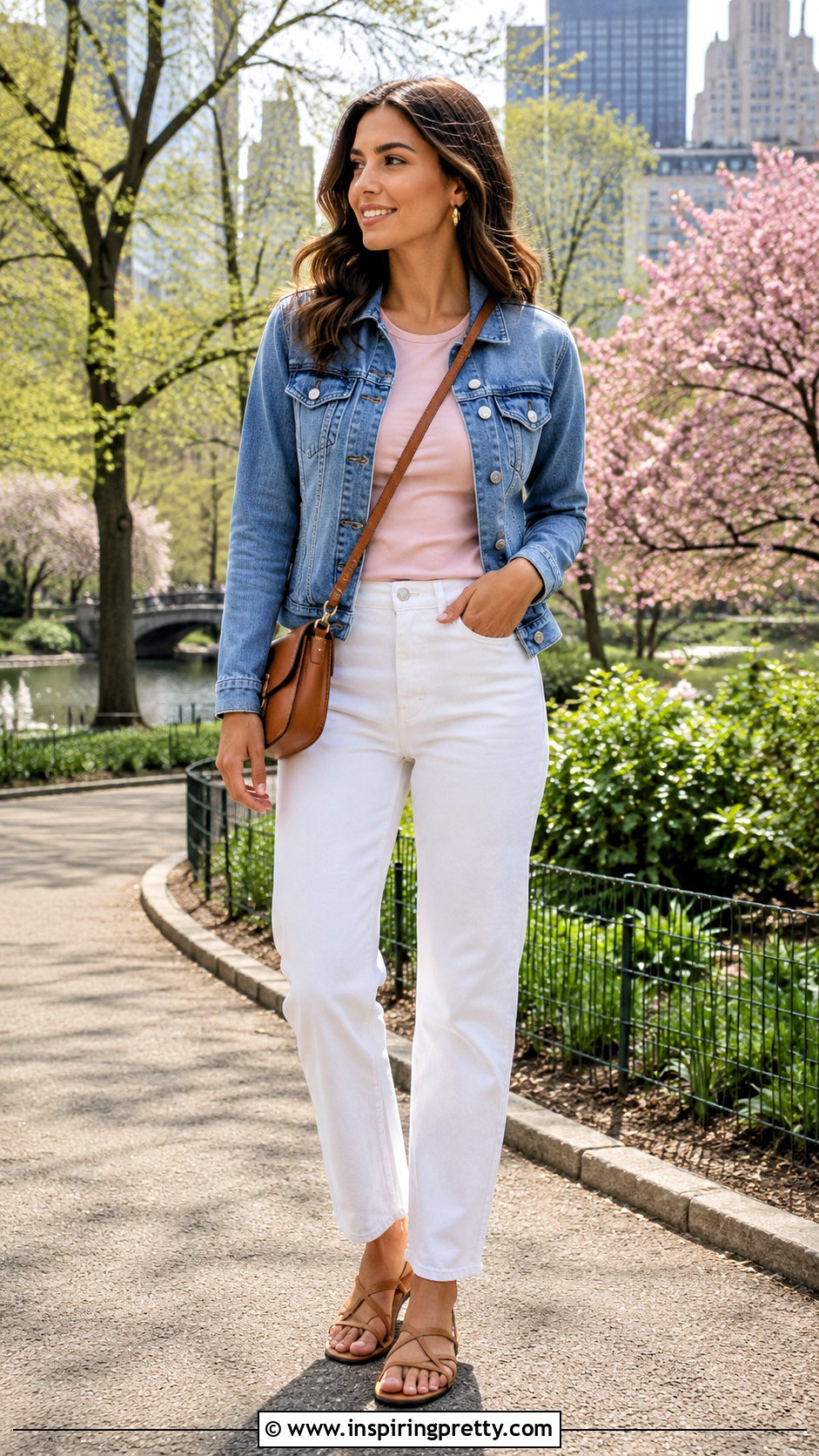 Light Pink Top With Denim Jacket And White Jeans - 50 light pink top outfit ideas