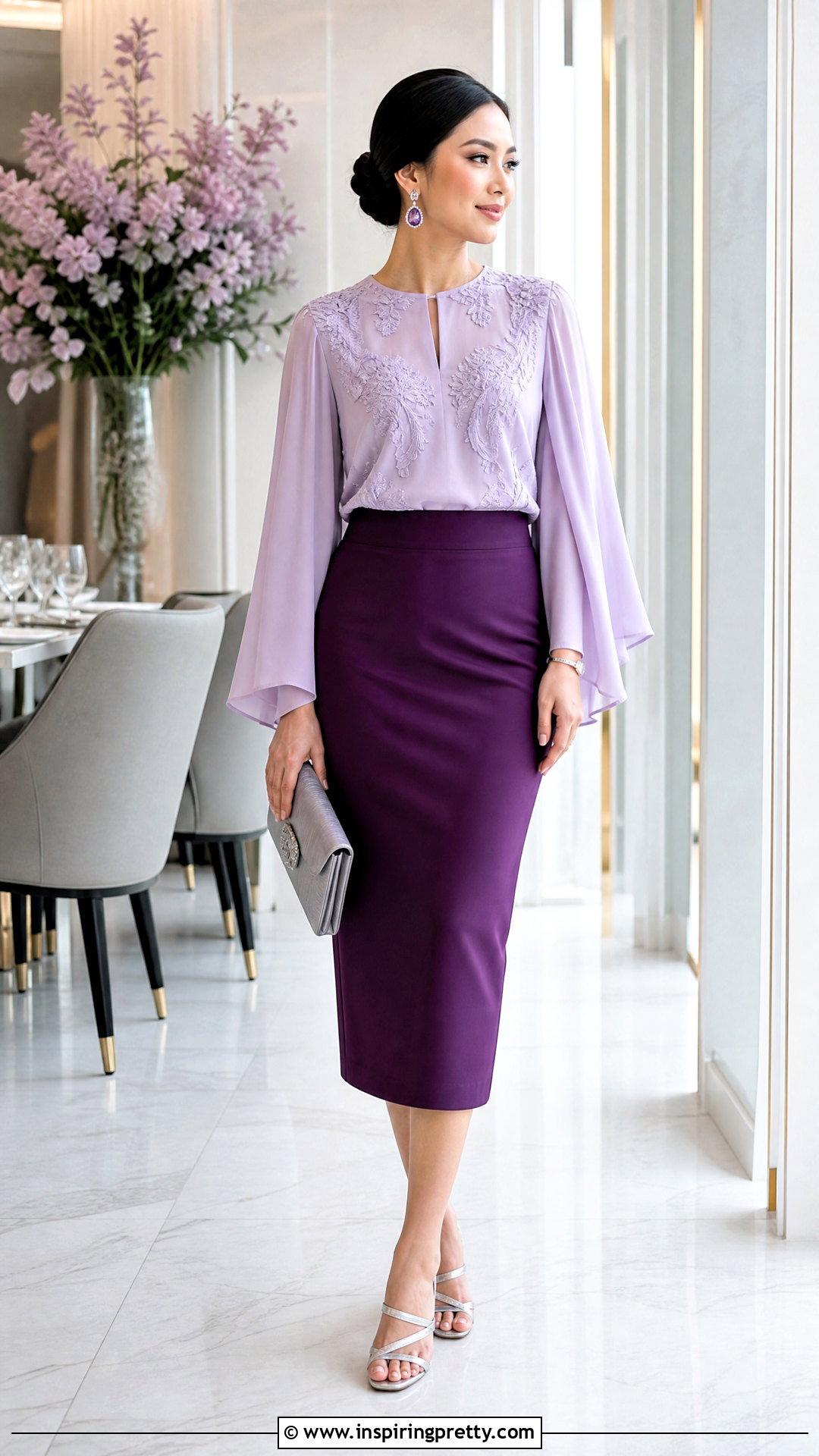 Lilac Bubu Top And Plum Skirt Outfit - 50 bubu top and skirt outfits