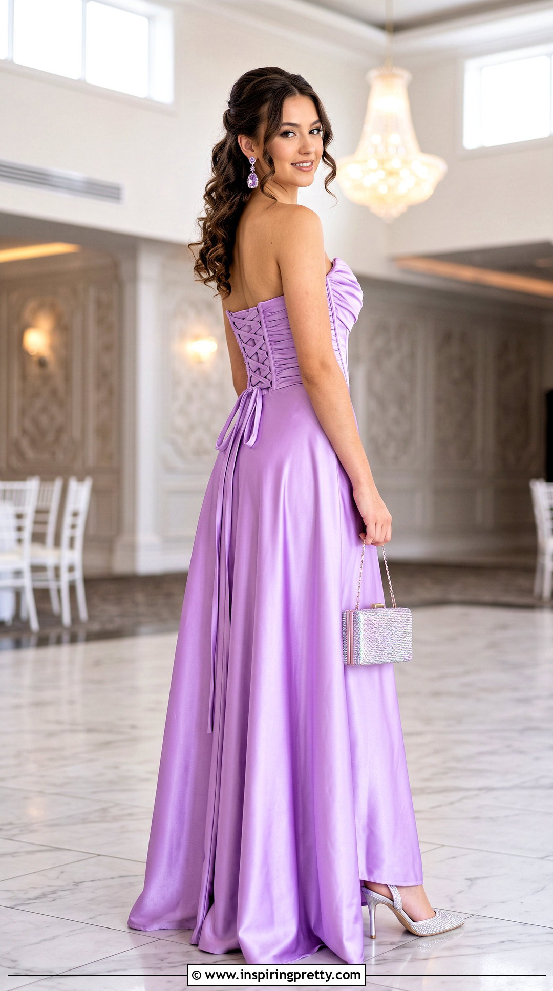 Lilac Ruched Corset Top Fitted Prom Dress Outfit - 20 corset top fitted prom dress outfit ideas