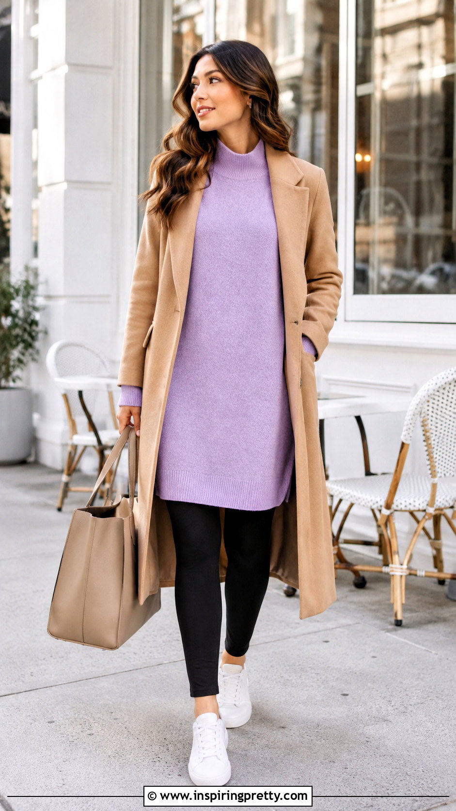 Lilac Top With Black Leggings - 50 lilac tops outfit ideas