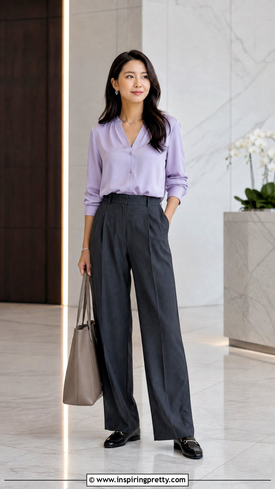 Lilac Top With Gray Trousers - 50 lilac top outfit ideas