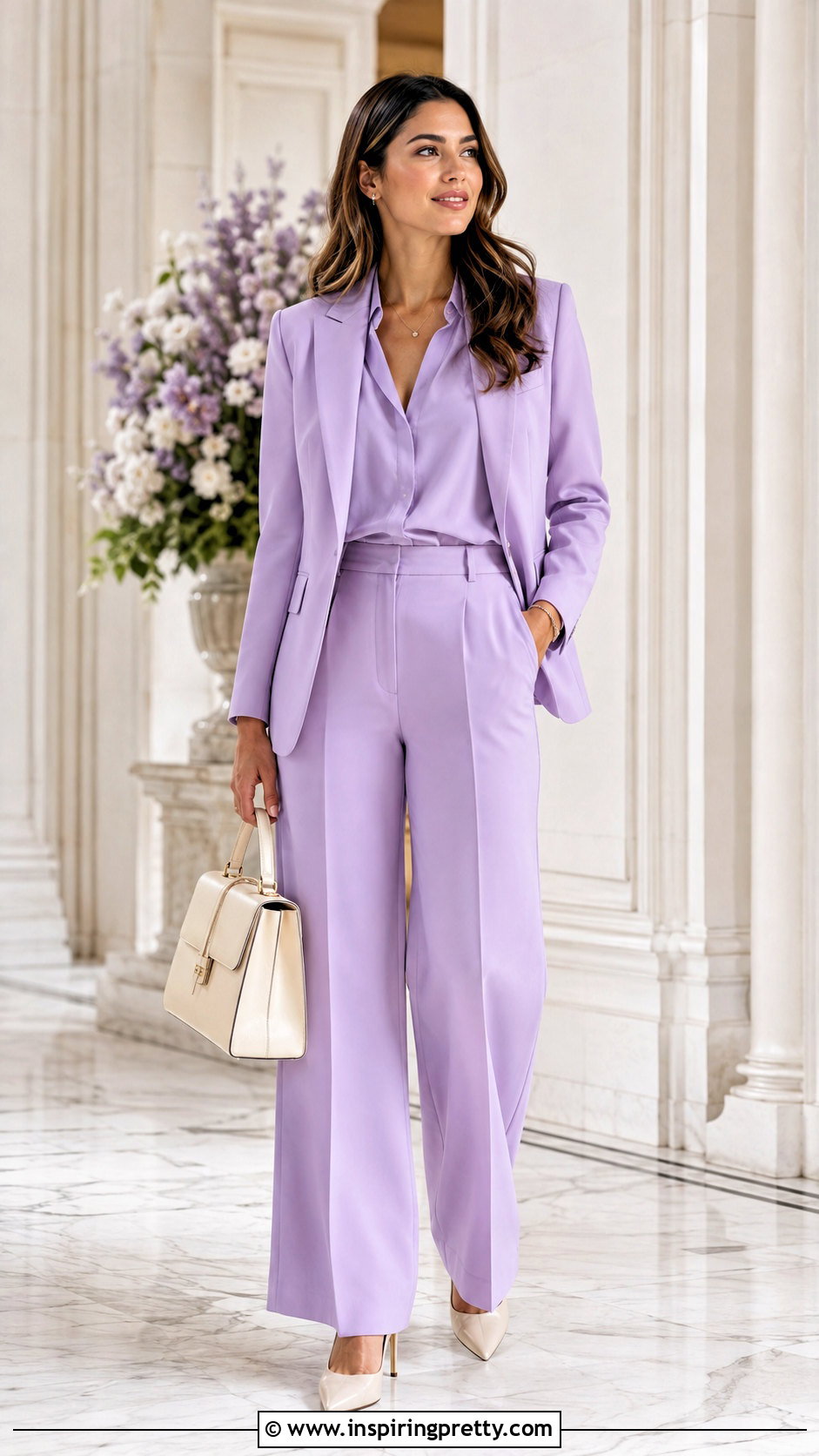Lilac Top With Matching Pants Suit - 50 lilac top outfit ideas