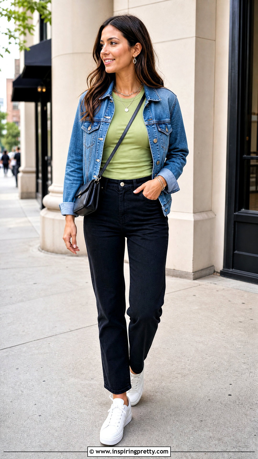 Lime Green Top With Denim Jacket And Black Jeans - 50 lime green top outfit ideas