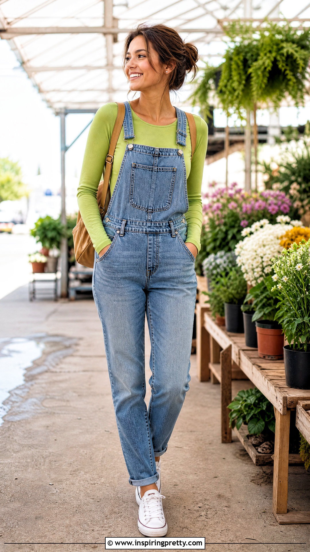 Lime Green Top With Denim Overalls - 50 lime green top outfit ideas
