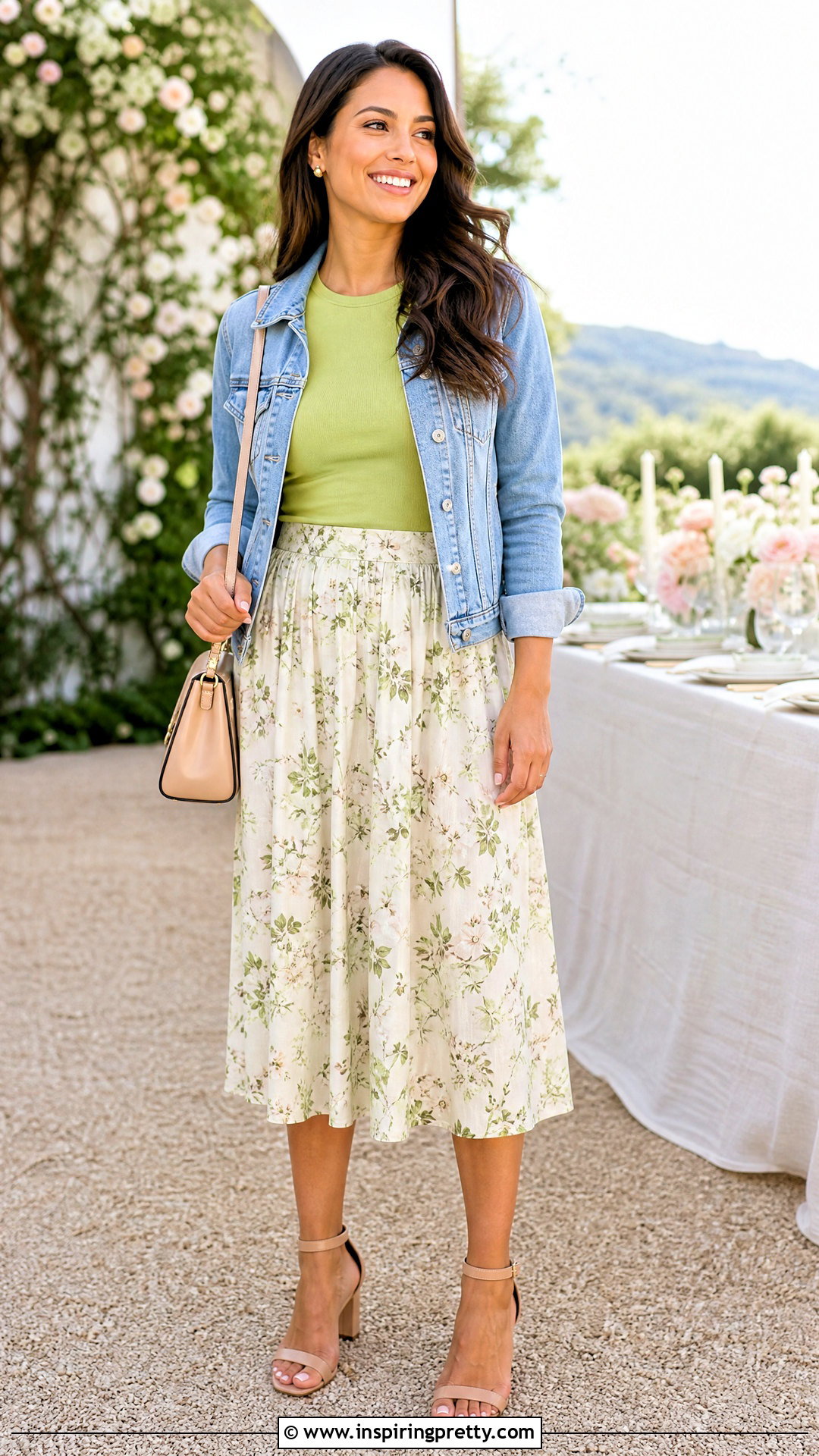 Lime Green Top With Floral Midi Skirt - 50 lime green top outfit ideas