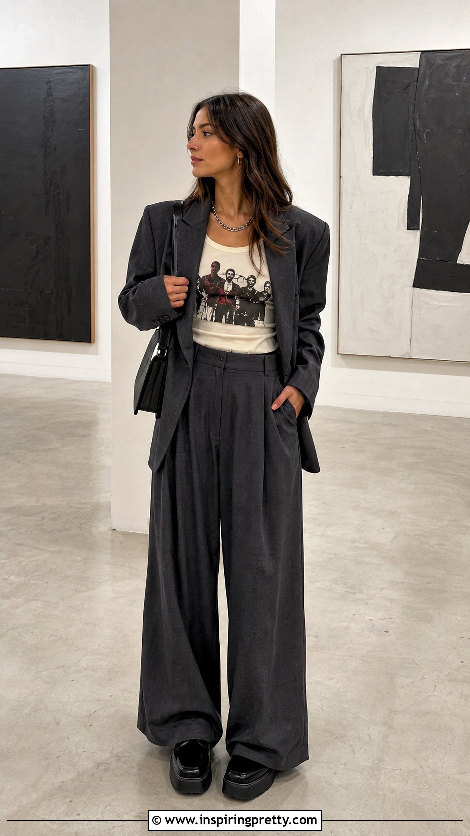 Limp Bizkit Tank Top With Blazer And Wide Leg Trousers - 25 limp bizkit tank top outfit ideas
