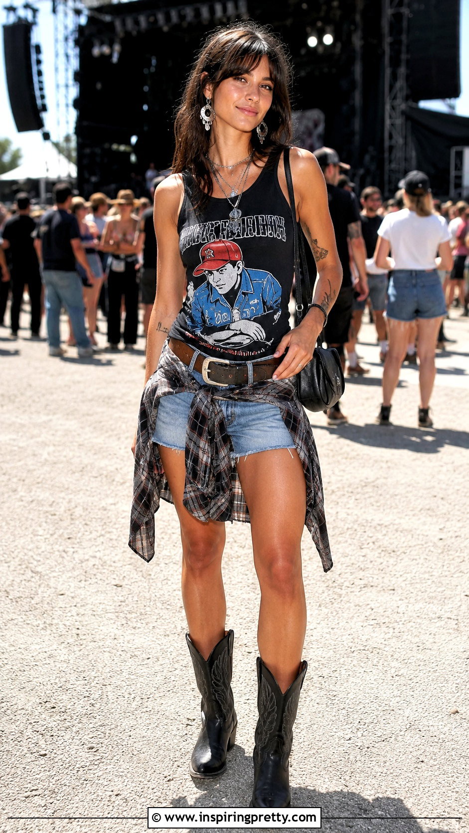 Limp Bizkit Tank Top With Denim Shorts And Boots - 25 limp bizkit tank top outfit ideas