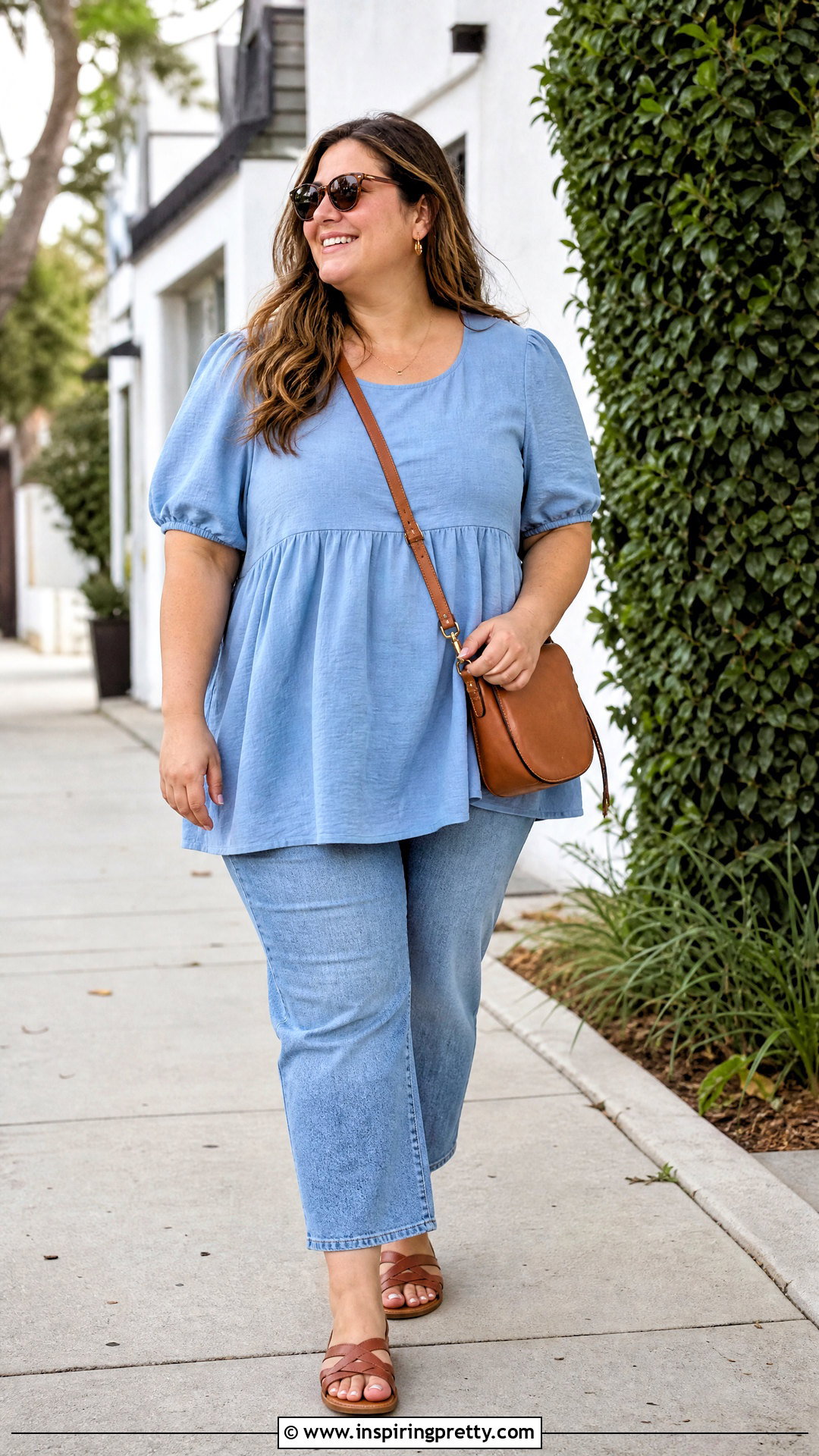 Linen Babydoll Top With Cropped Jeans - 50 linen tops women