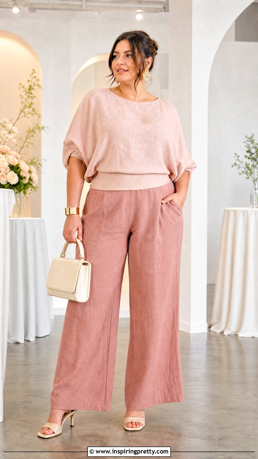 Linen Batwing Top With Wide Leg Trousers - 50 linen tops women