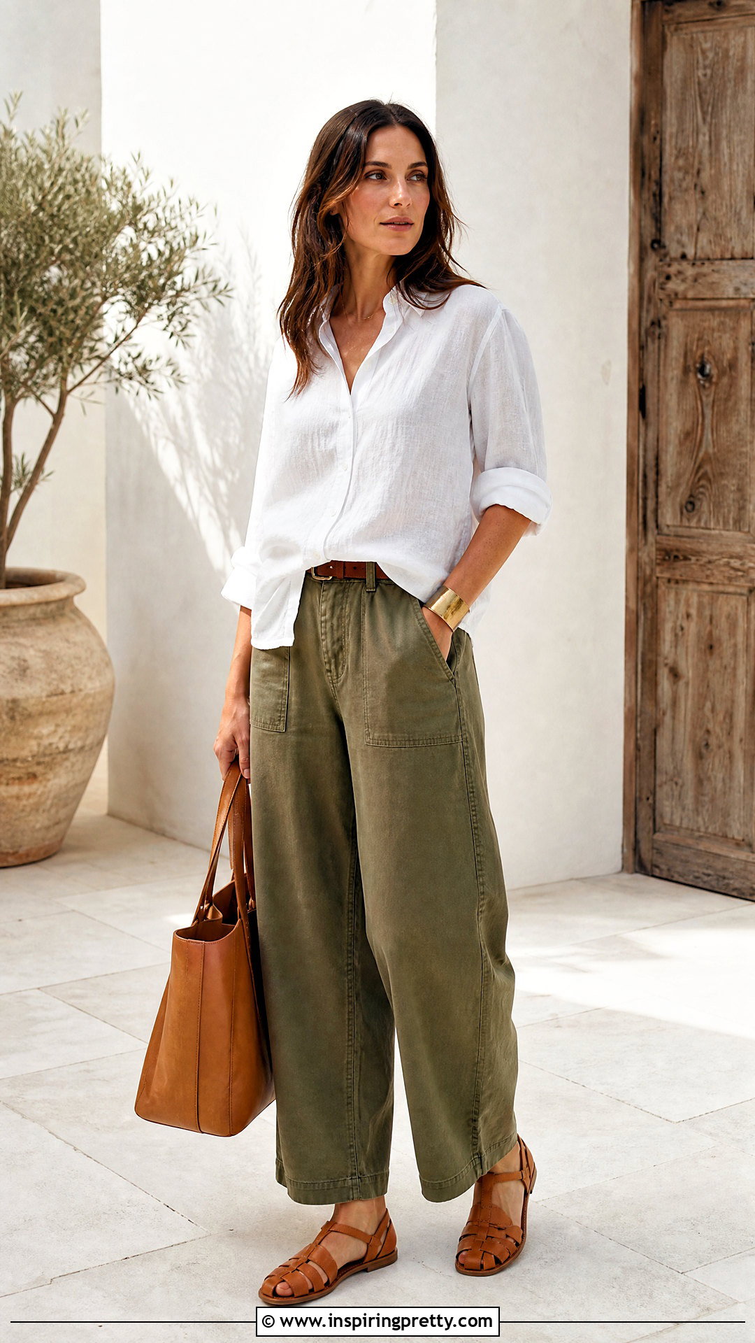 Linen Blouse With Barrel Leg Pants - 50 modern tops for women