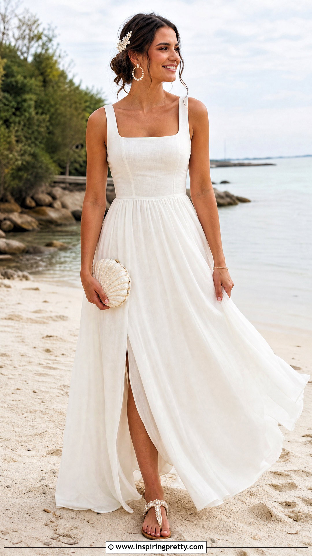 Linen Bridal Top With Chiffon Beach Skirt - 25 bridal skirts and tops outfit ideas