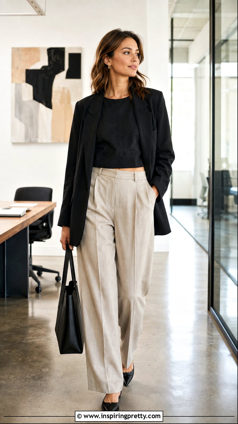 Linen Crop Top Casual Office Outfit - 50 linen crop top outfit ideas