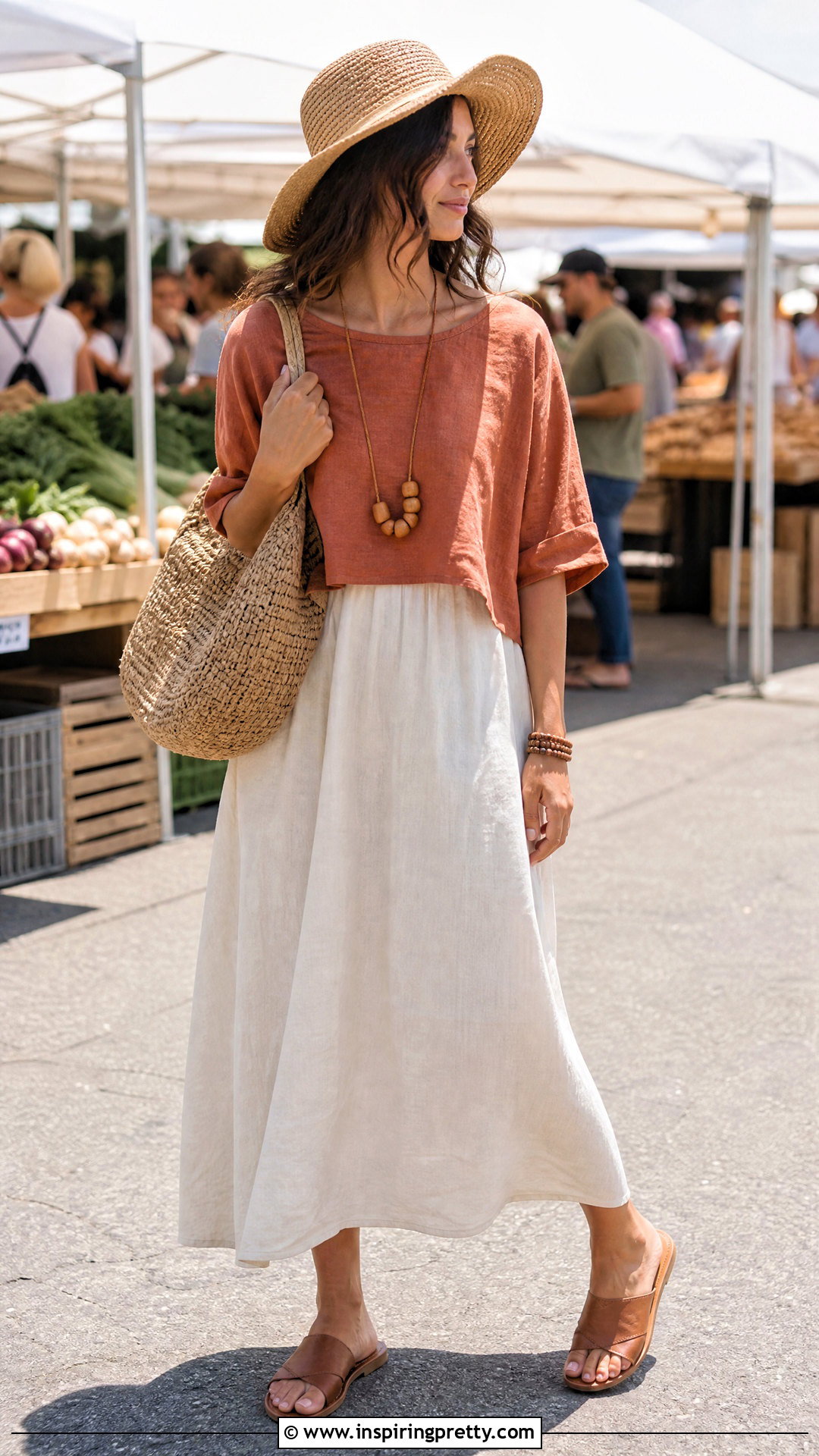 Linen Crop Top Over Cotton Maxi Dress - 25 Crop Top Over Maxi Dress outfit ideas