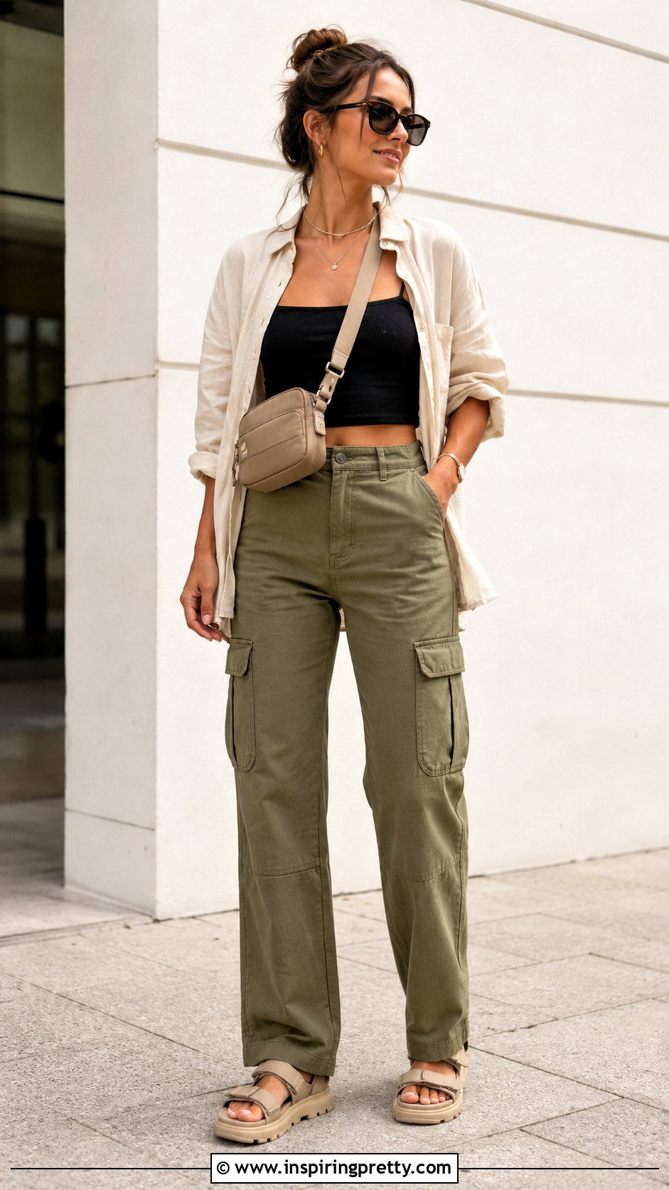 Linen Crop Top With Cargo Pants - 50 linen crop top outfit ideas