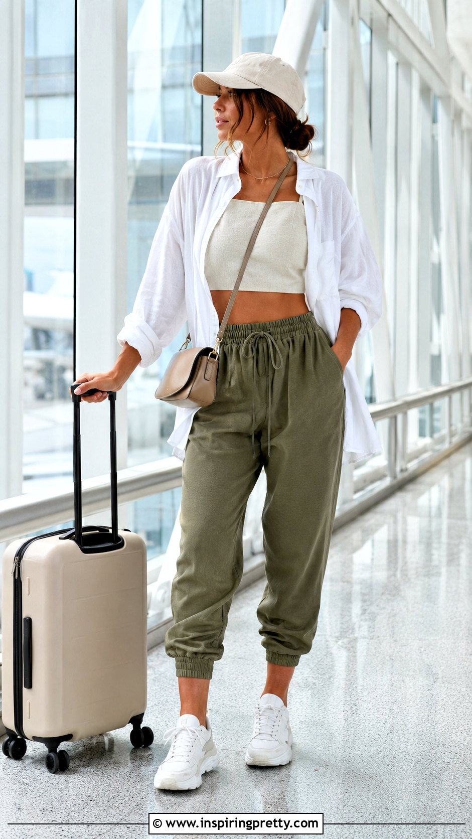 Linen Crop Top With Relaxed Joggers - 50 linen crop top outfit ideas