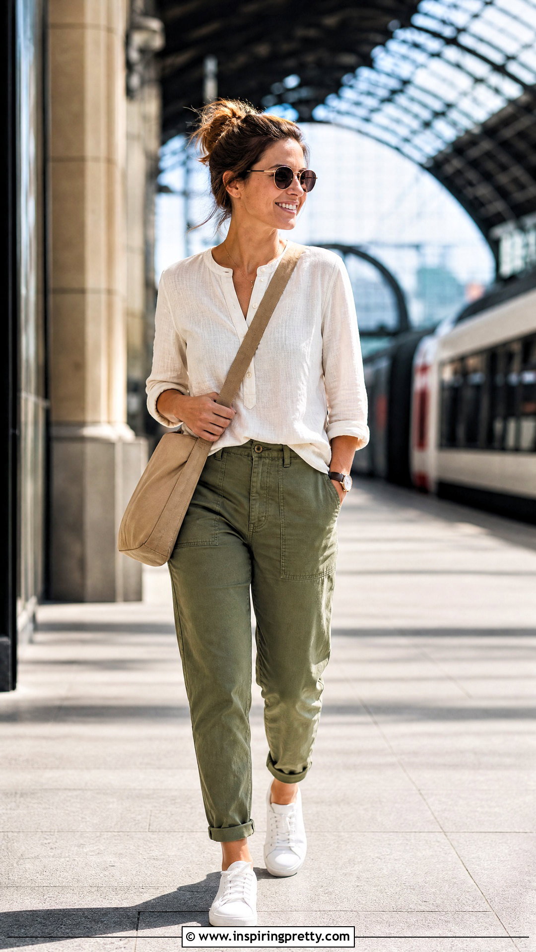 Linen Henley Top With Utility Pants - 50 linen tops women