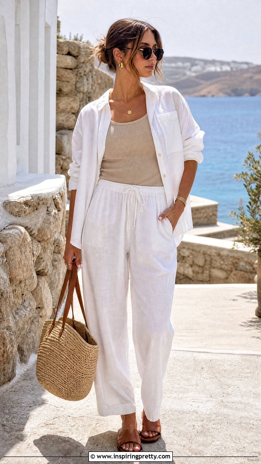 Linen Shirt Top Outfit - 50 chic top outfit ideas