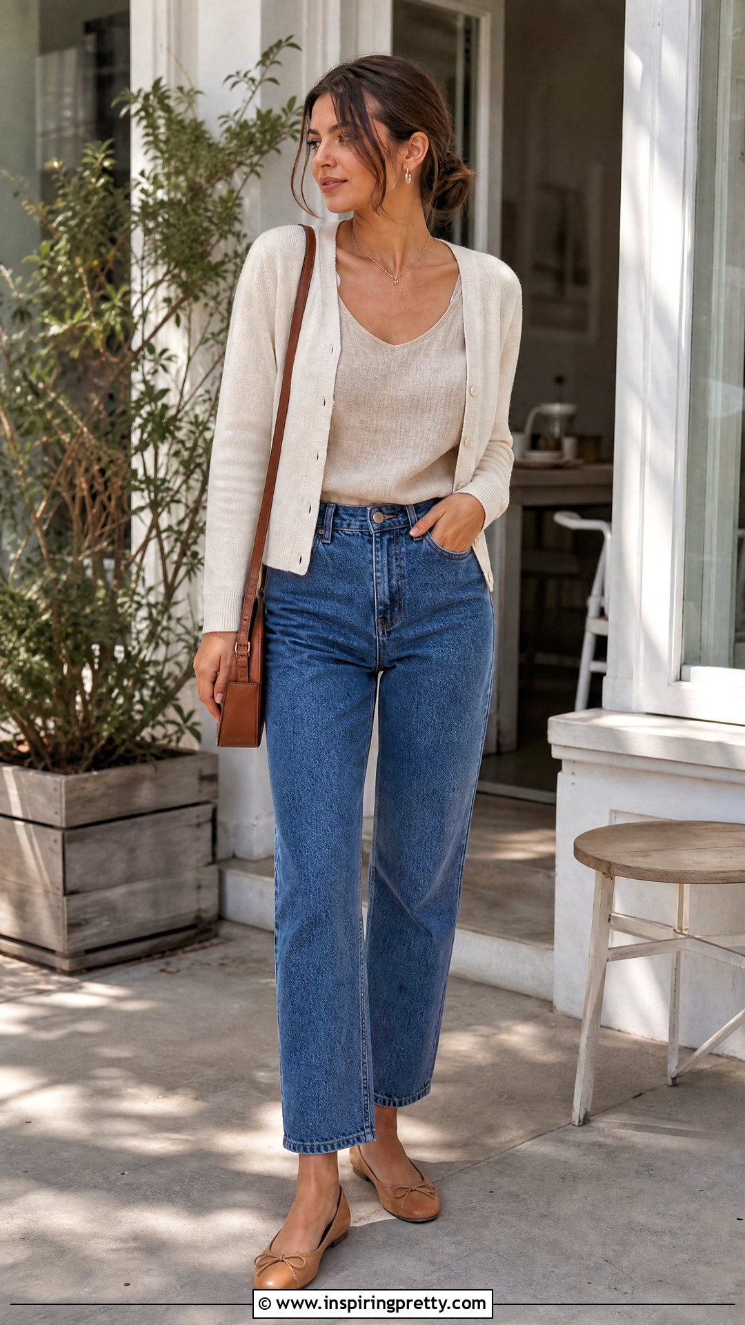 Linen Tank Top With a Cropped Cardigan - 50 linen tank top outfit ideas