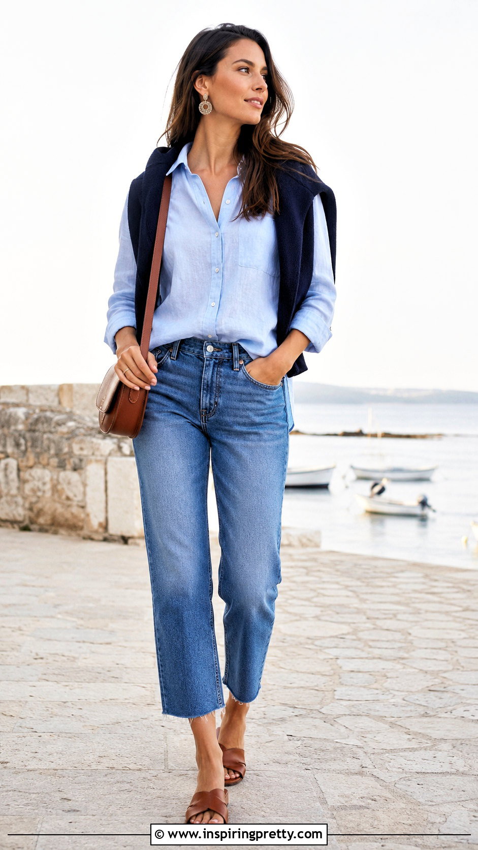 Linen Top With Jeans And Lightweight Sweater - 50 linen tops outfit ideas