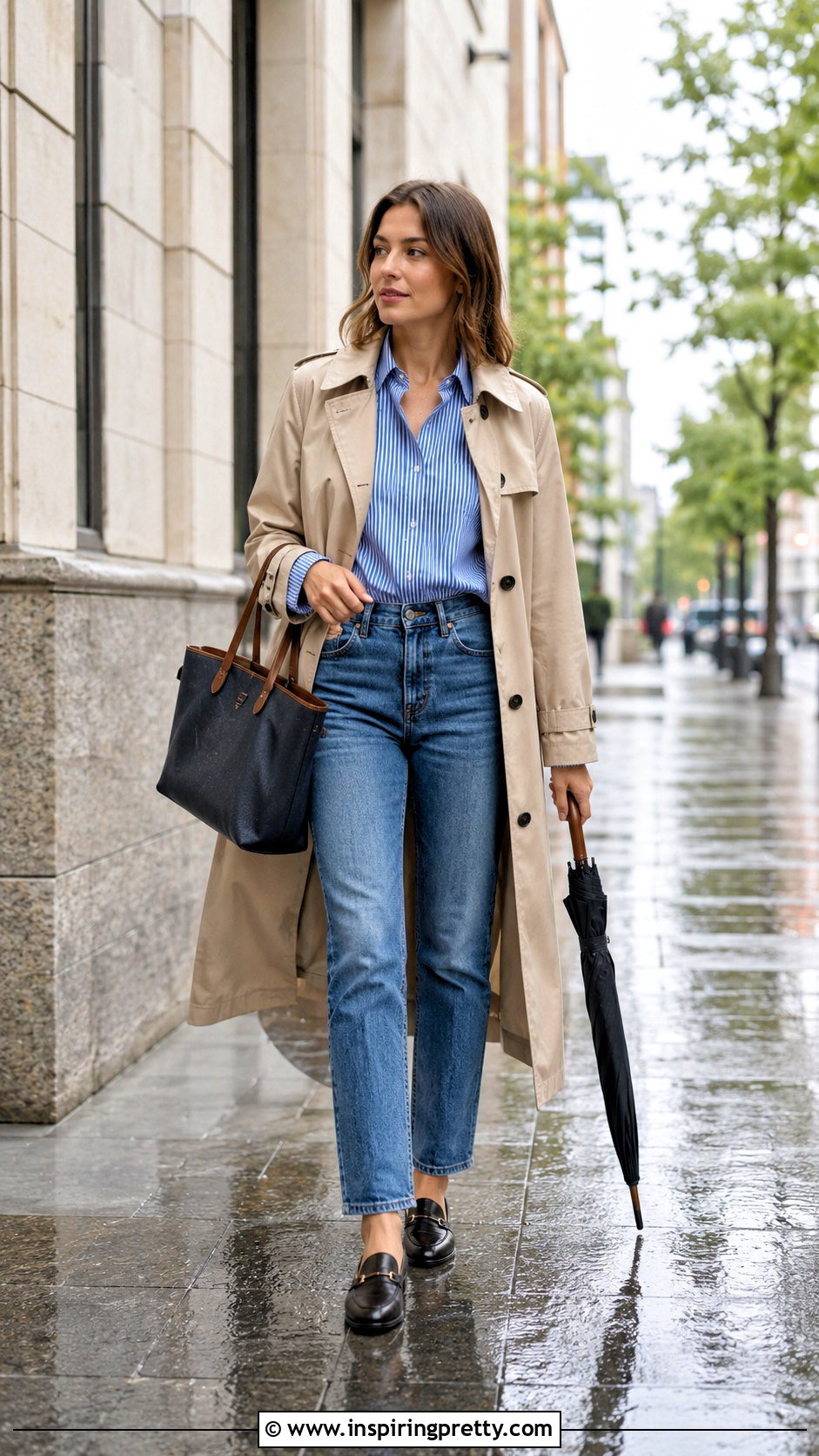 Linen Top With Trench Coat And Jeans - 50 linen tops outfit ideas