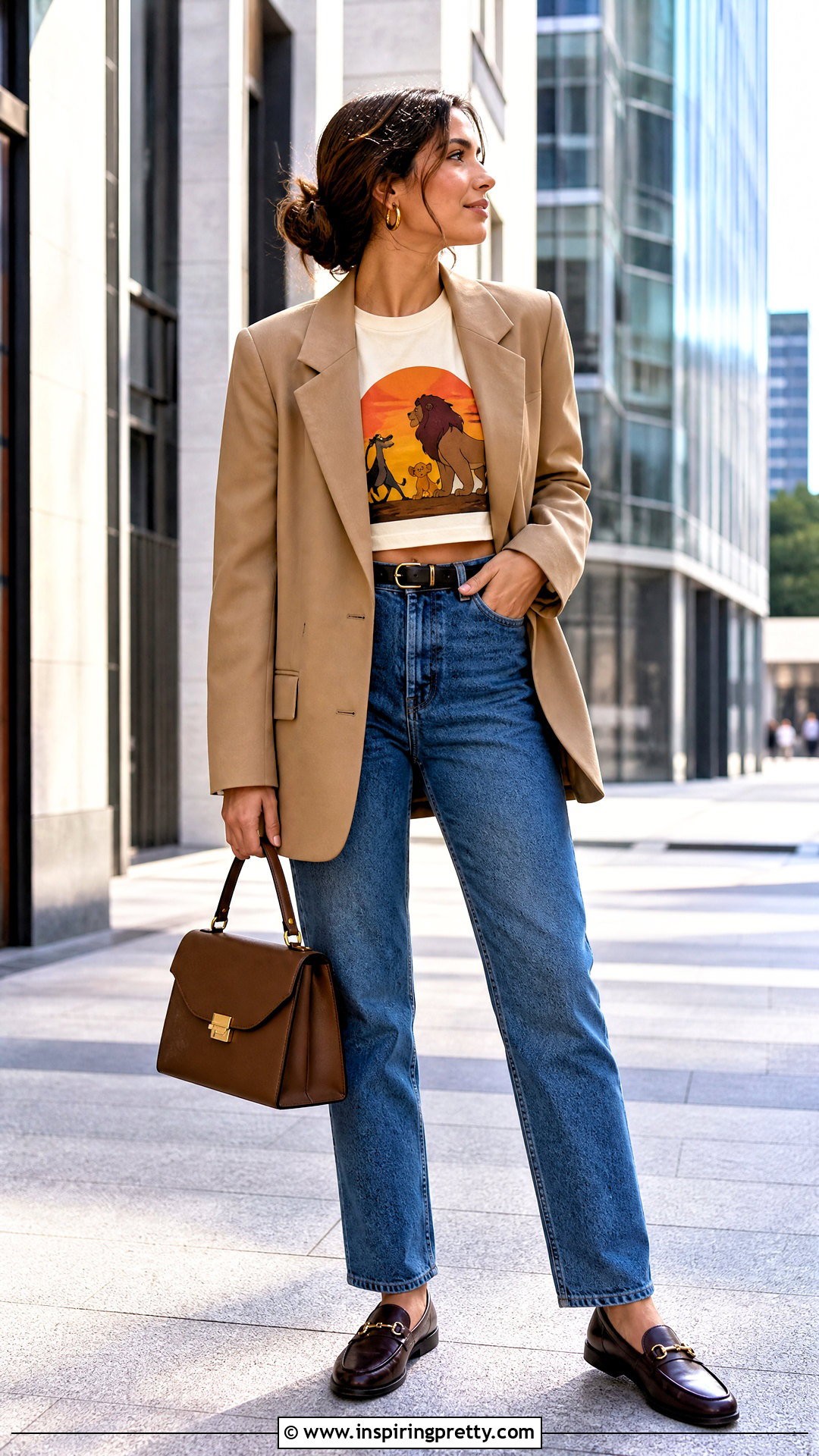 Lion King Crop Top With Blazer And Jeans - 20 Lion King Crop Top outfit ideas