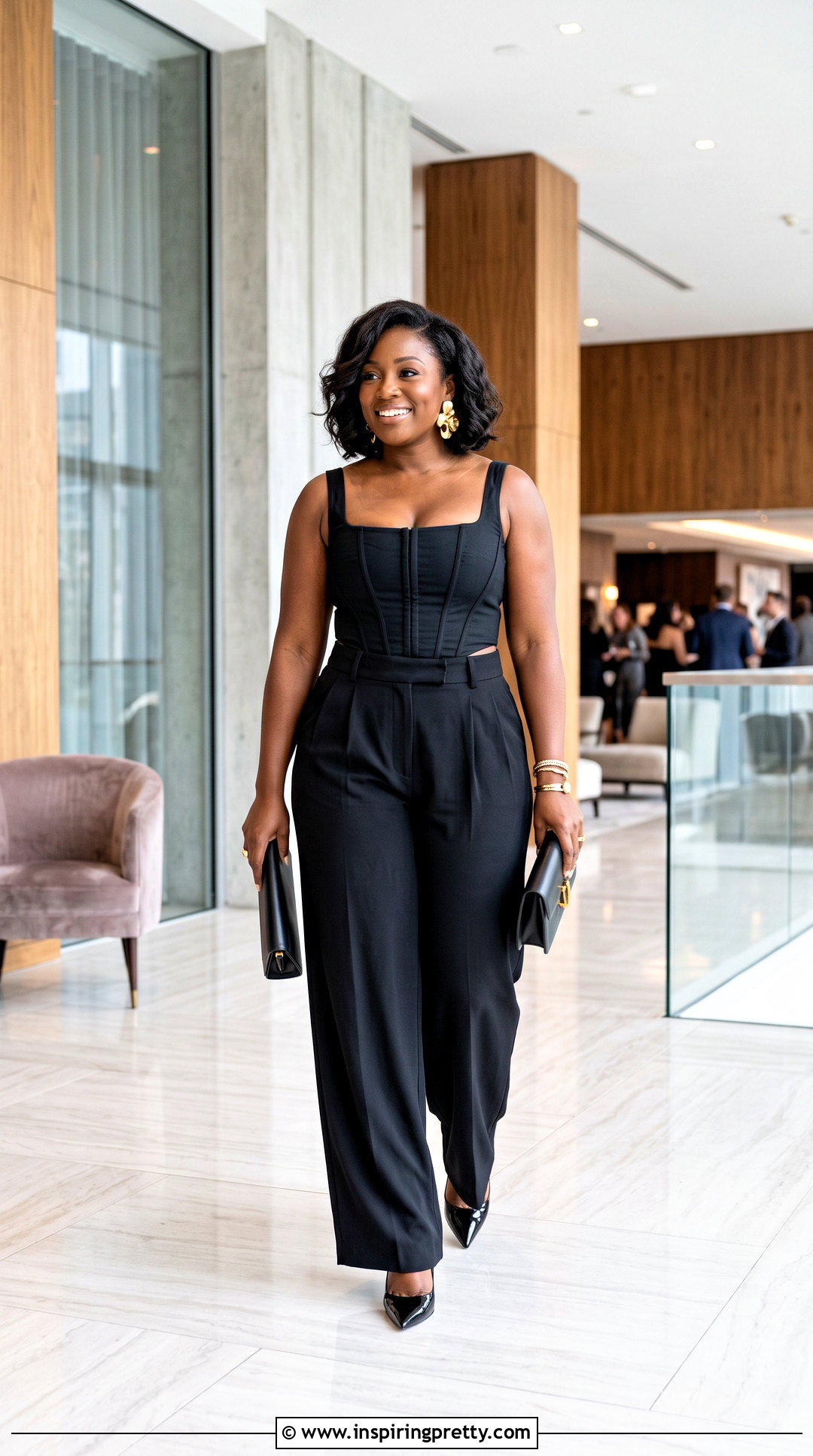 Lioness Corset Top With Black Wide Leg Trousers And Heels - 25 Lioness Corset Top outfit ideas