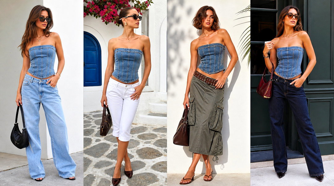 20 Lioness Denim Corset Top Outfit Ideas for Bold Nights Out