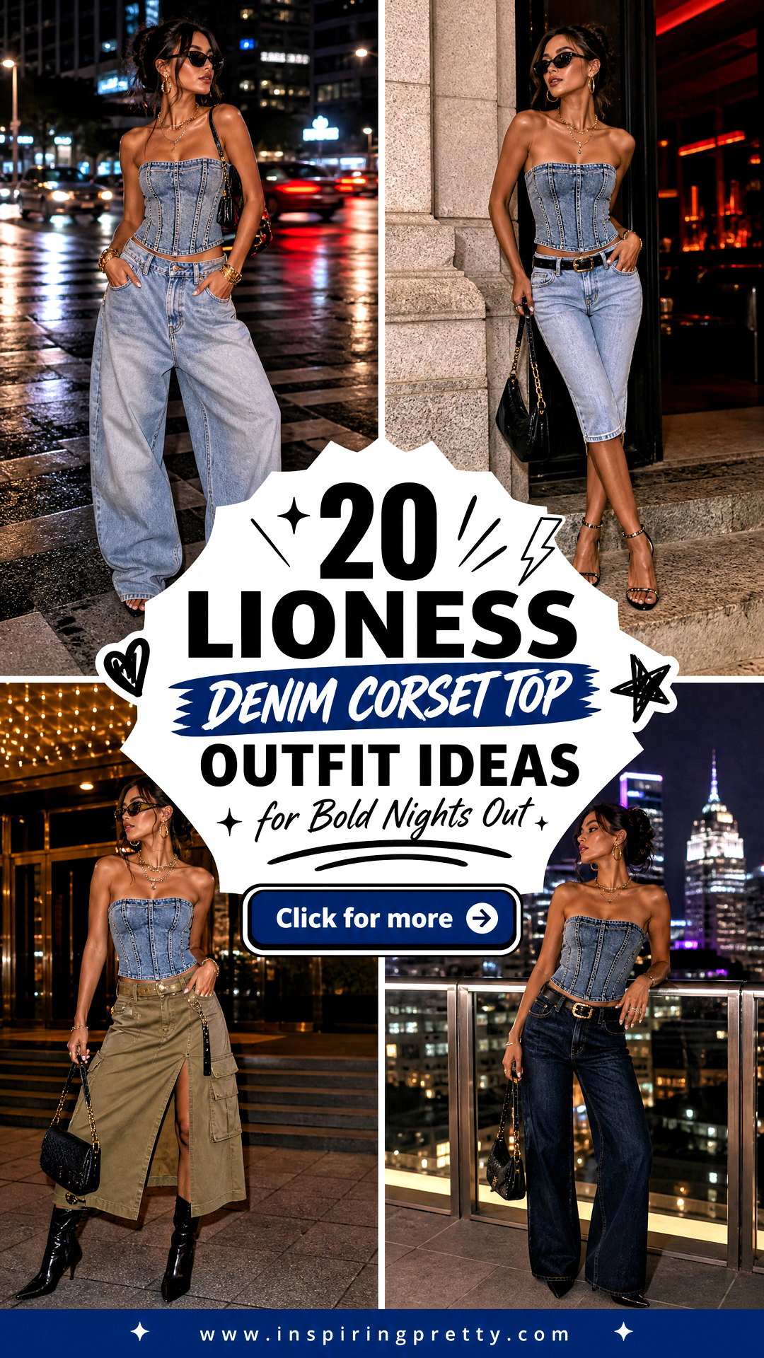 20 Lioness Denim Corset Top Outfit Ideas for Bold Nights Out - 20 Lioness Denim Corset Top Outfit Ideas for Bold Nights Out