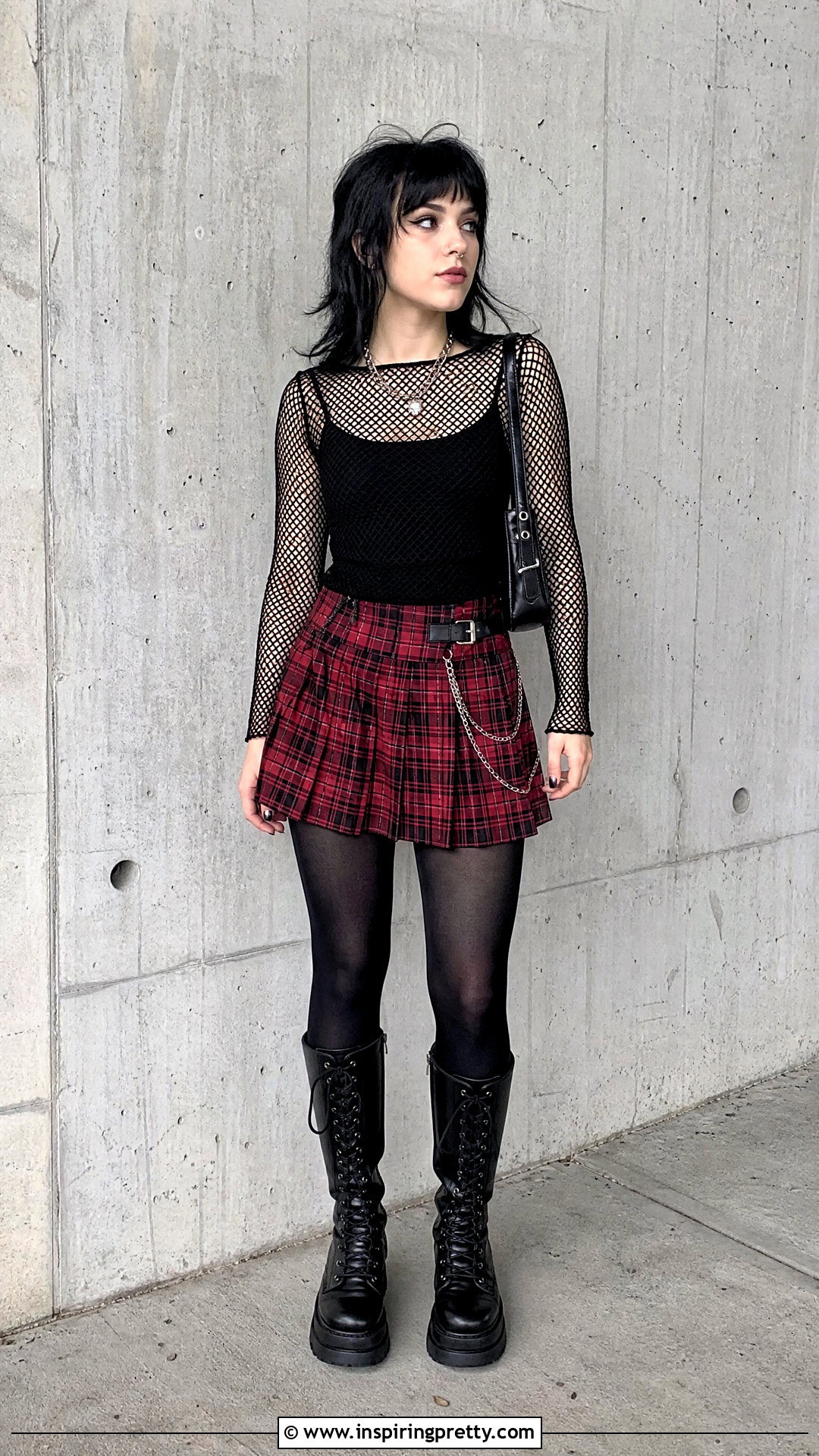Lip Service Fishnet Top With Plaid Mini Skirt - 20 Lip Service Fishnet Top outfit ideas