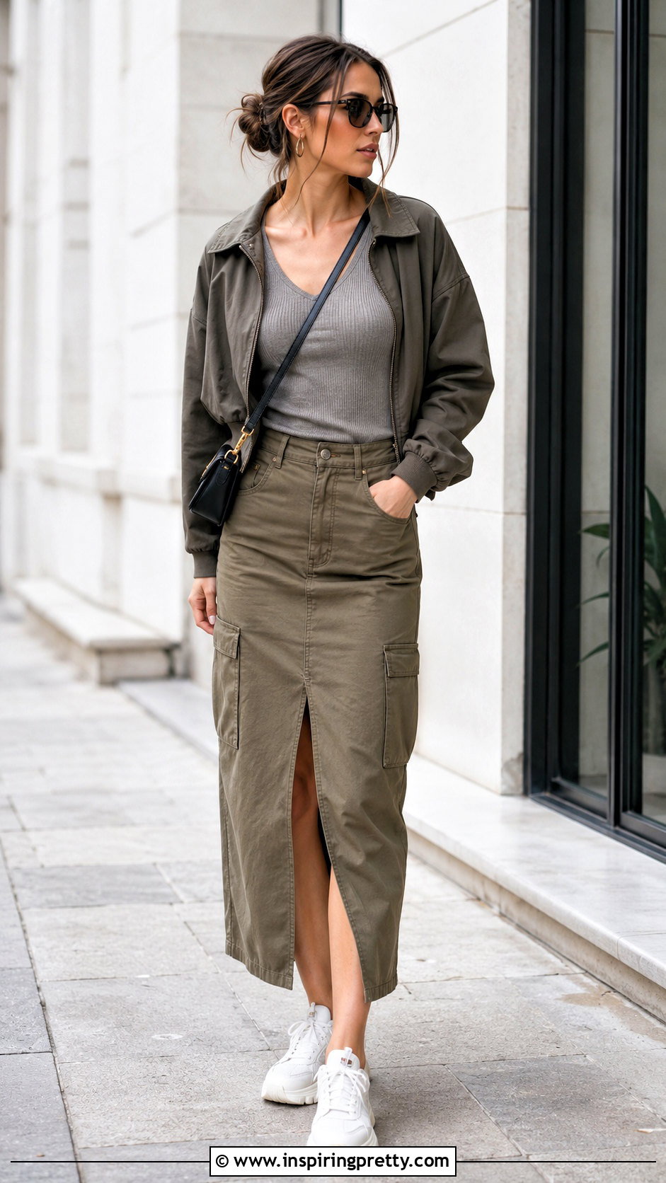 Liz And Sara Gray Ribbed Top With Cargo Skirt - 20 liz and sara tops outfit ideas